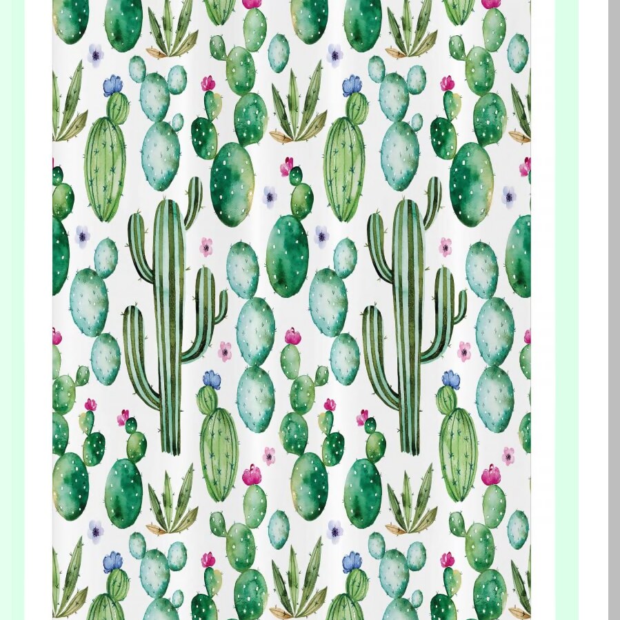 Green Stall Shower Curtain with Cactus Print 36x72