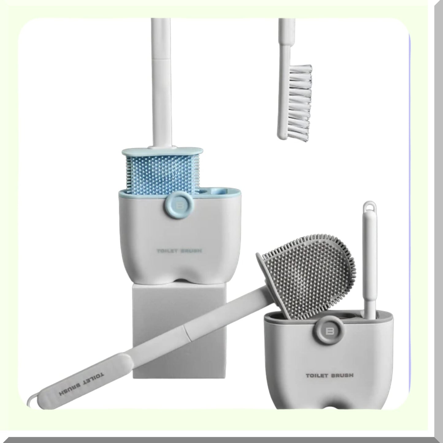 Tet Bowl Brush and Holder Set with 2 Brushes, Gray