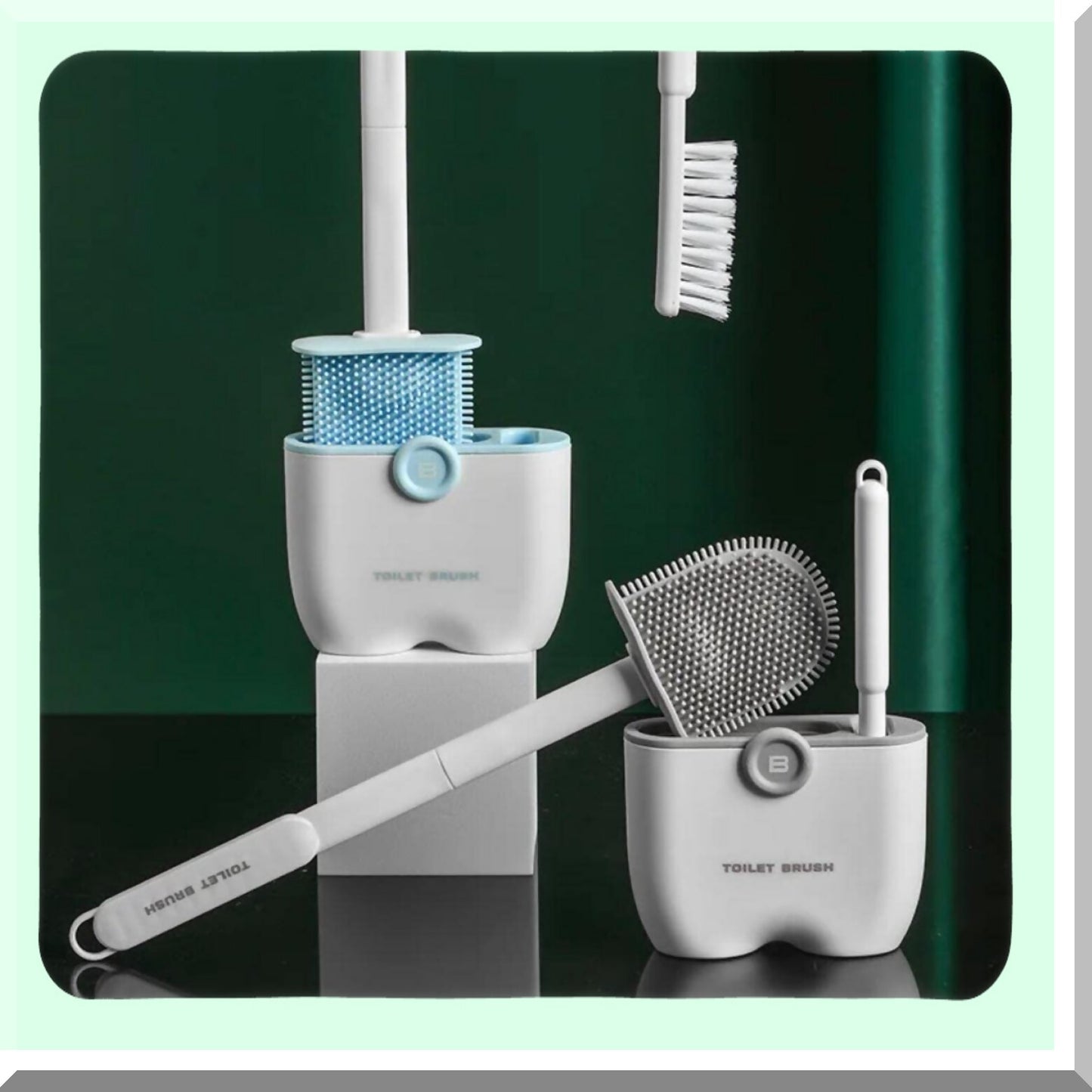 Tet Bowl Brush and Holder Set with 2 Brushes, Gray