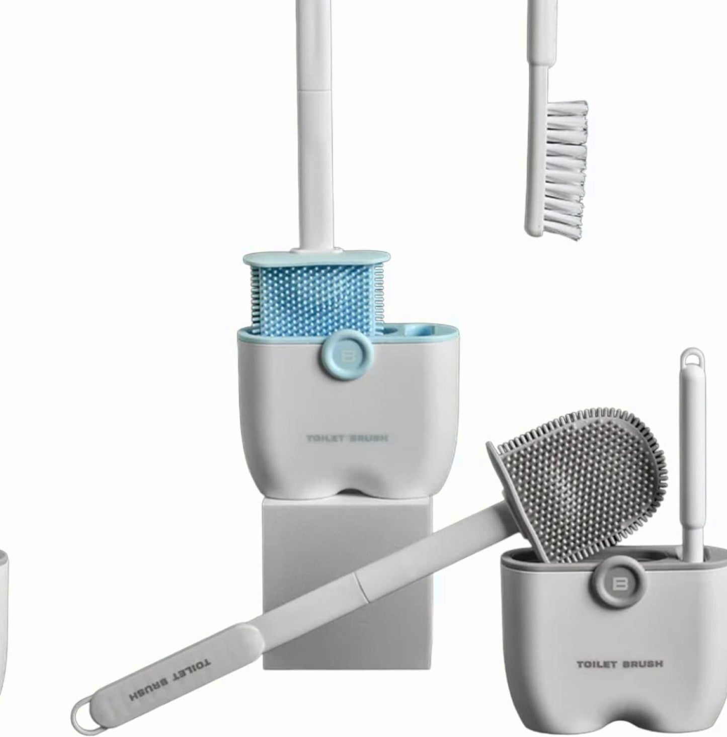 Tet Bowl Brush and Holder Set with 2 Brushes, Gray