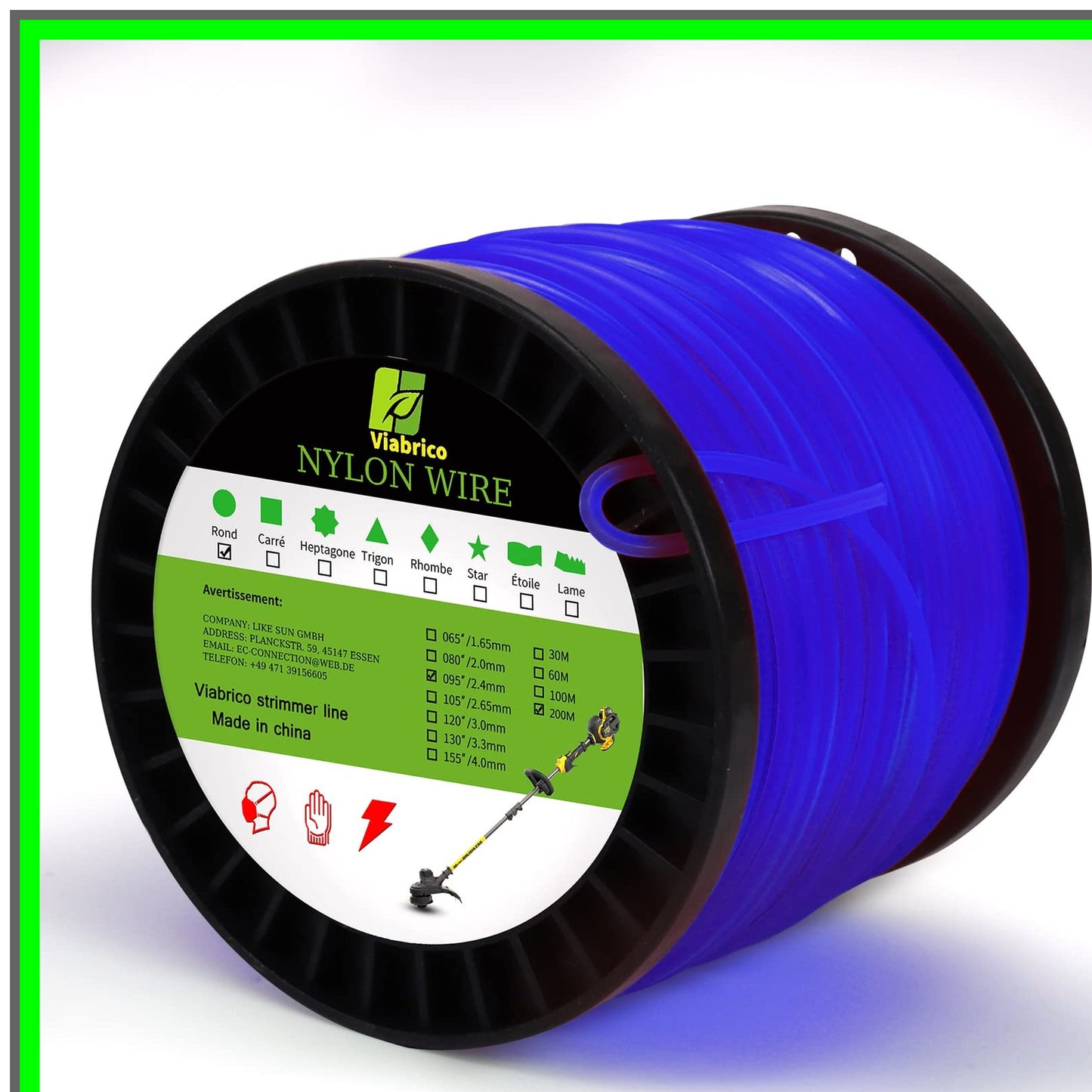 Heavy Duty Nylon Strimmer Line 0.065" 680ft for Electric Trimmers
