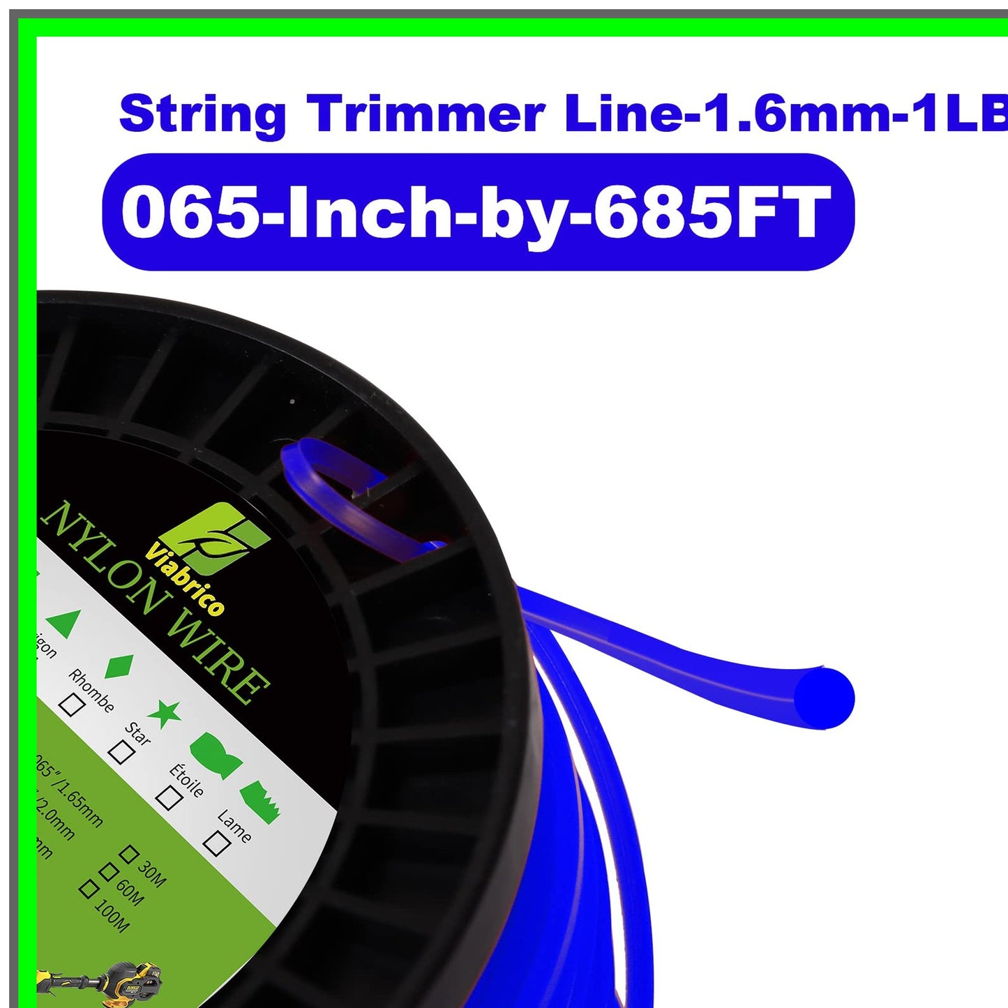 Heavy Duty Nylon Strimmer Line 0.065" 680ft for Electric Trimmers