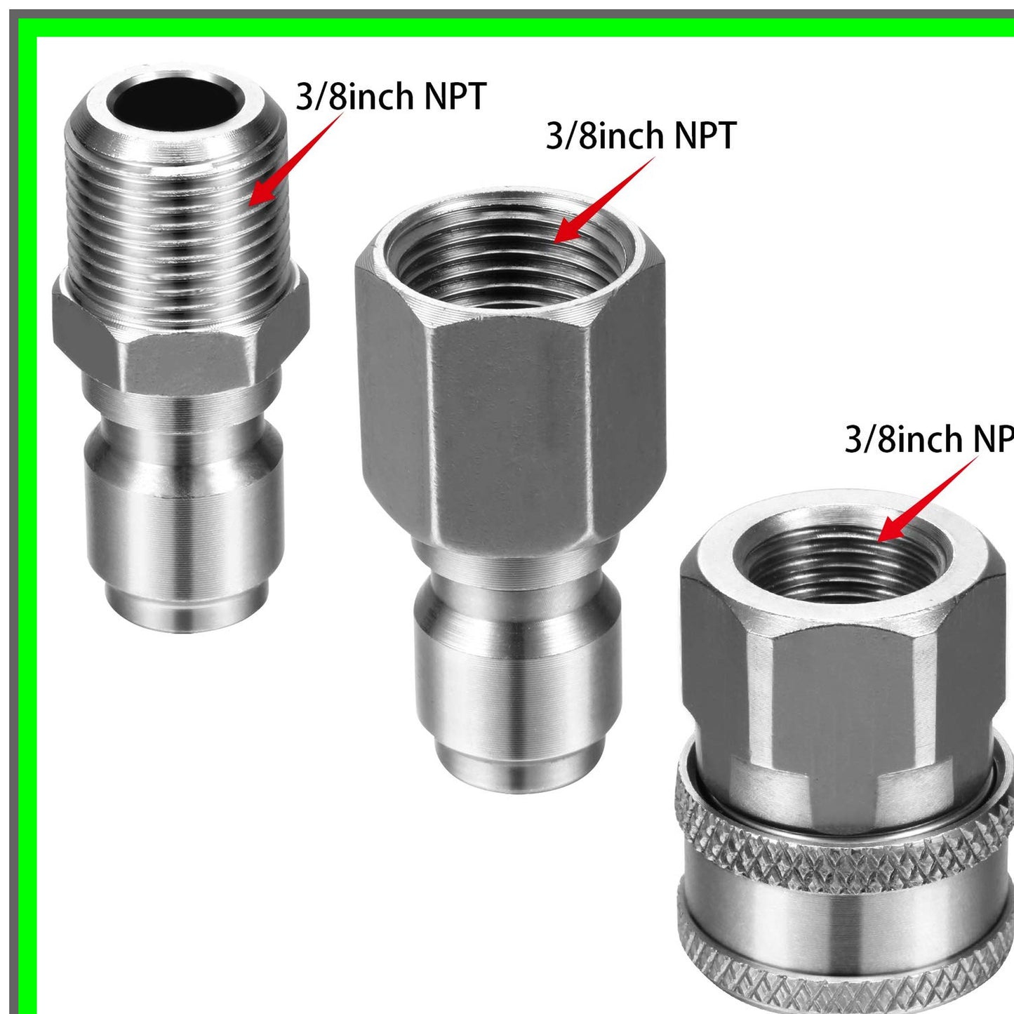 Stainless Steel Quick Connector Kit for Pressure Washer Adaptability