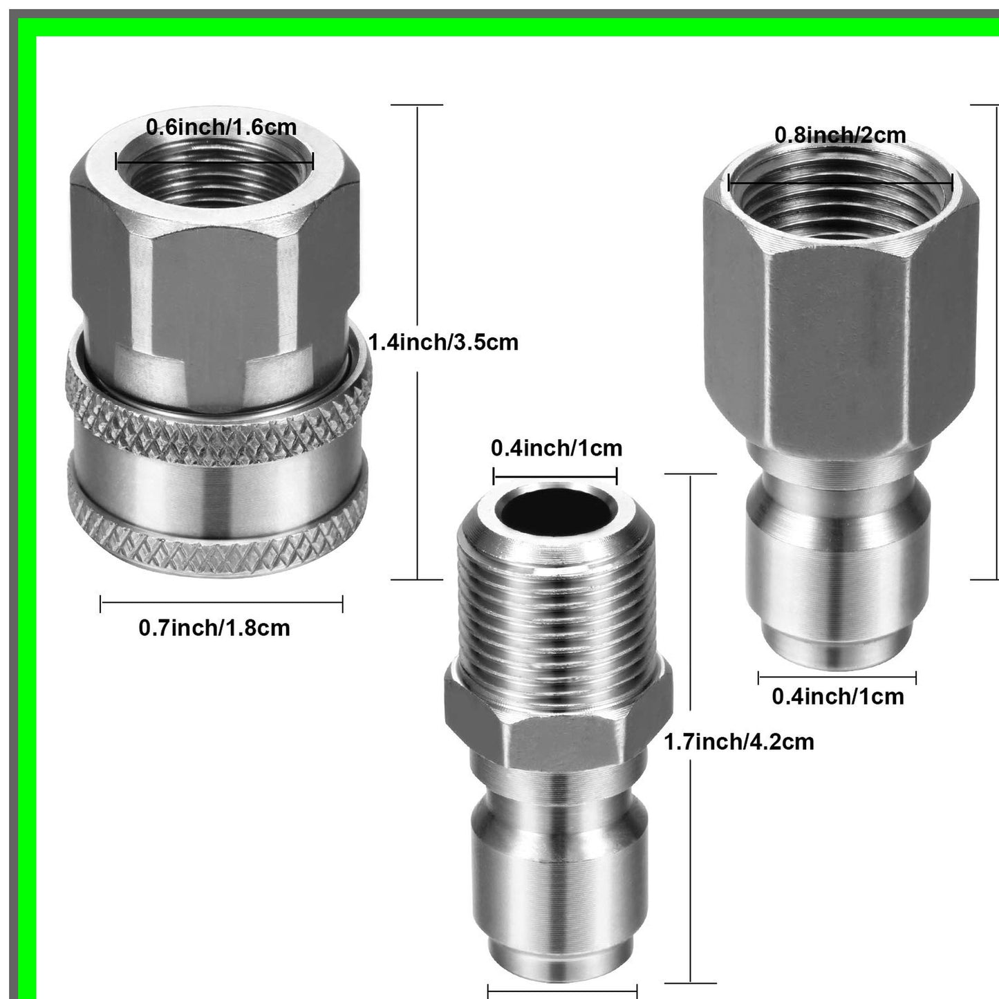 Stainless Steel Quick Connector Kit for Pressure Washer Adaptability