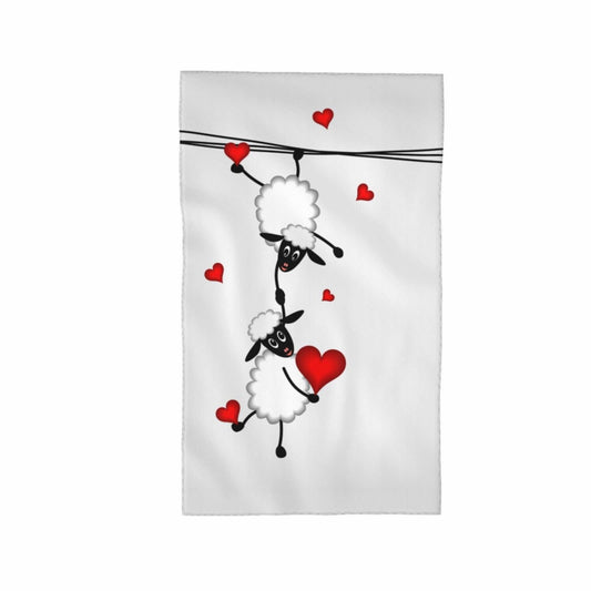 Red Heart Sheep Hand Towel 27.5x16 Cotton