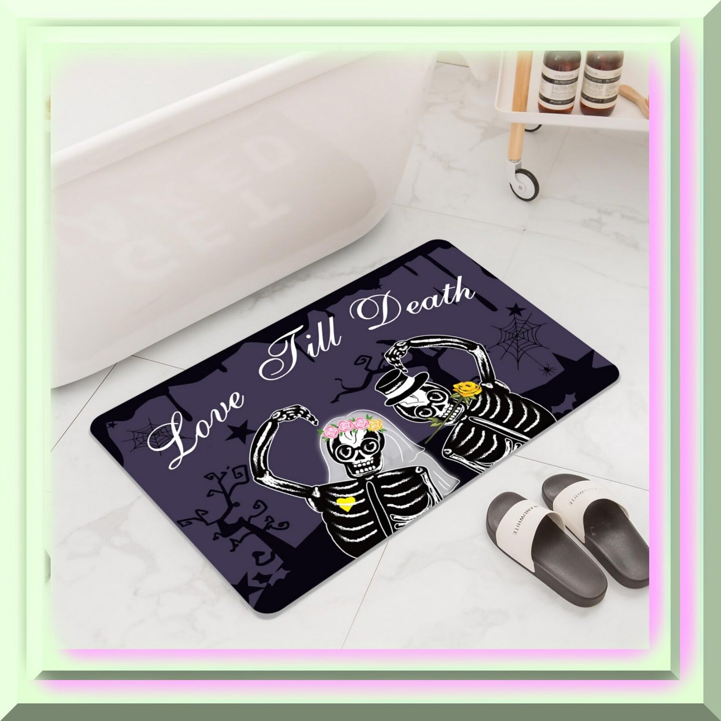 Skeleton Couple Diatom Mud Bath Mat 23.6x15.7in Black