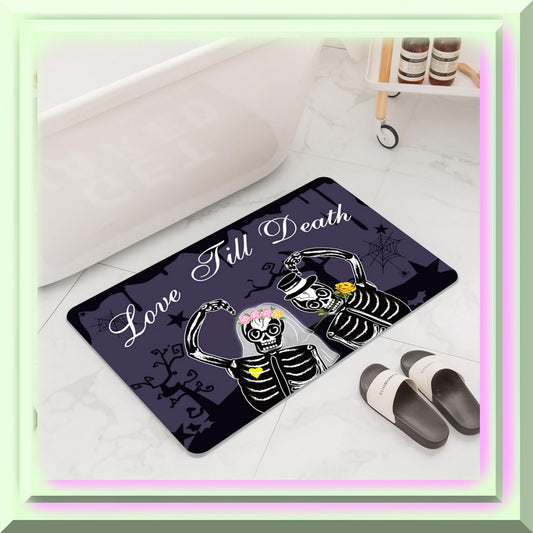 Skeleton Couple Diatom Mud Bath Mat 23.6x15.7in Black