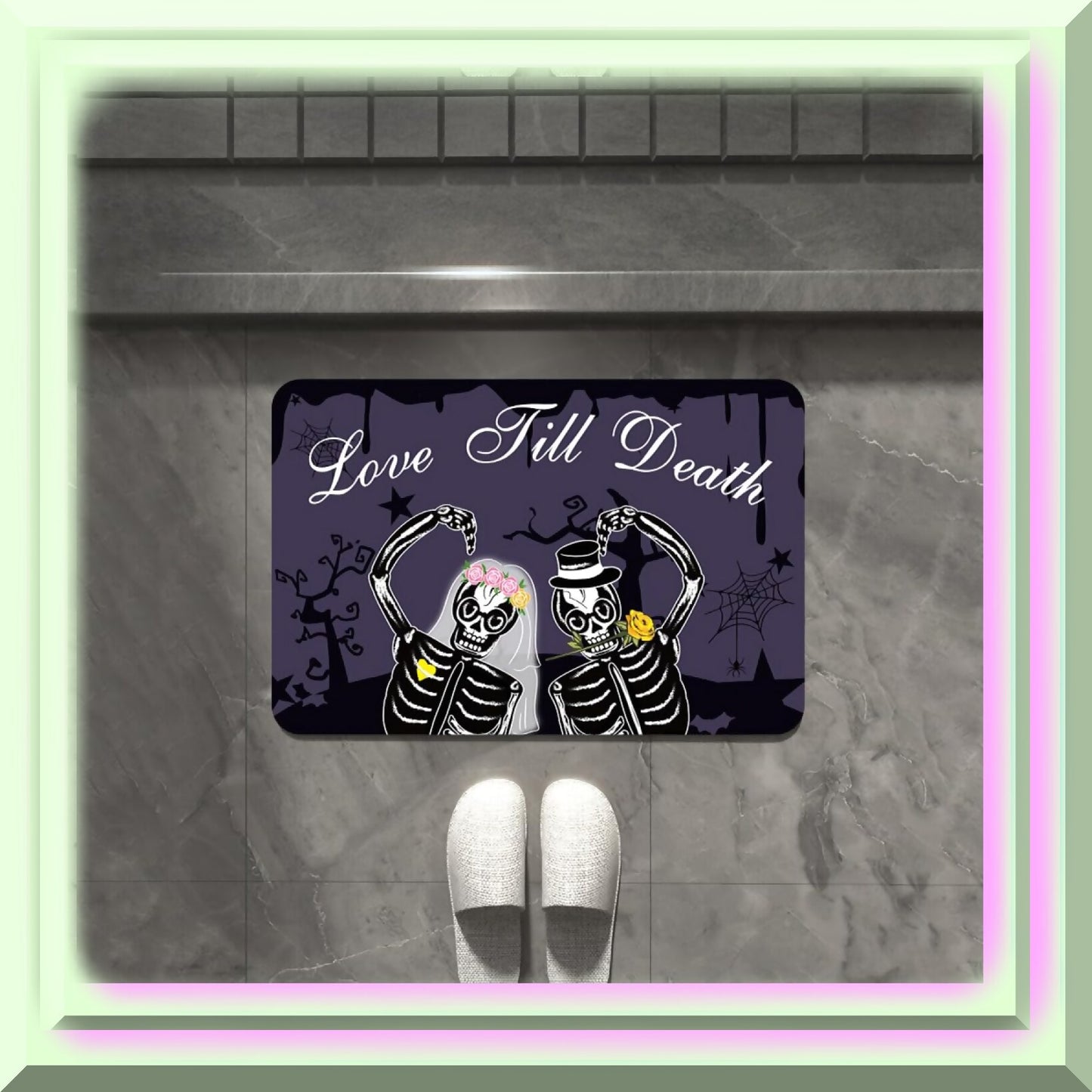 Skeleton Couple Diatom Mud Bath Mat 23.6x15.7in Black
