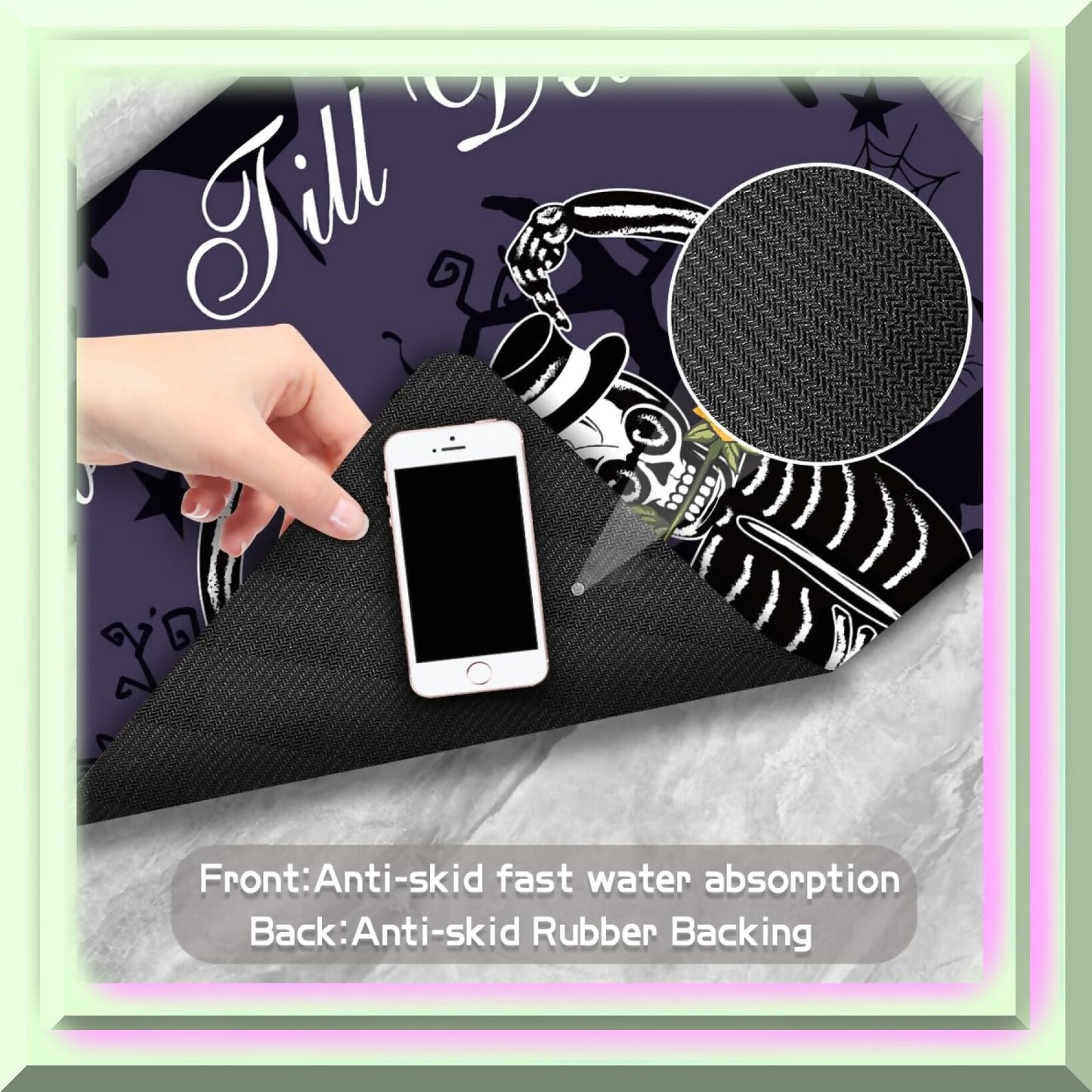 Skeleton Couple Diatom Mud Bath Mat 23.6x15.7in Black