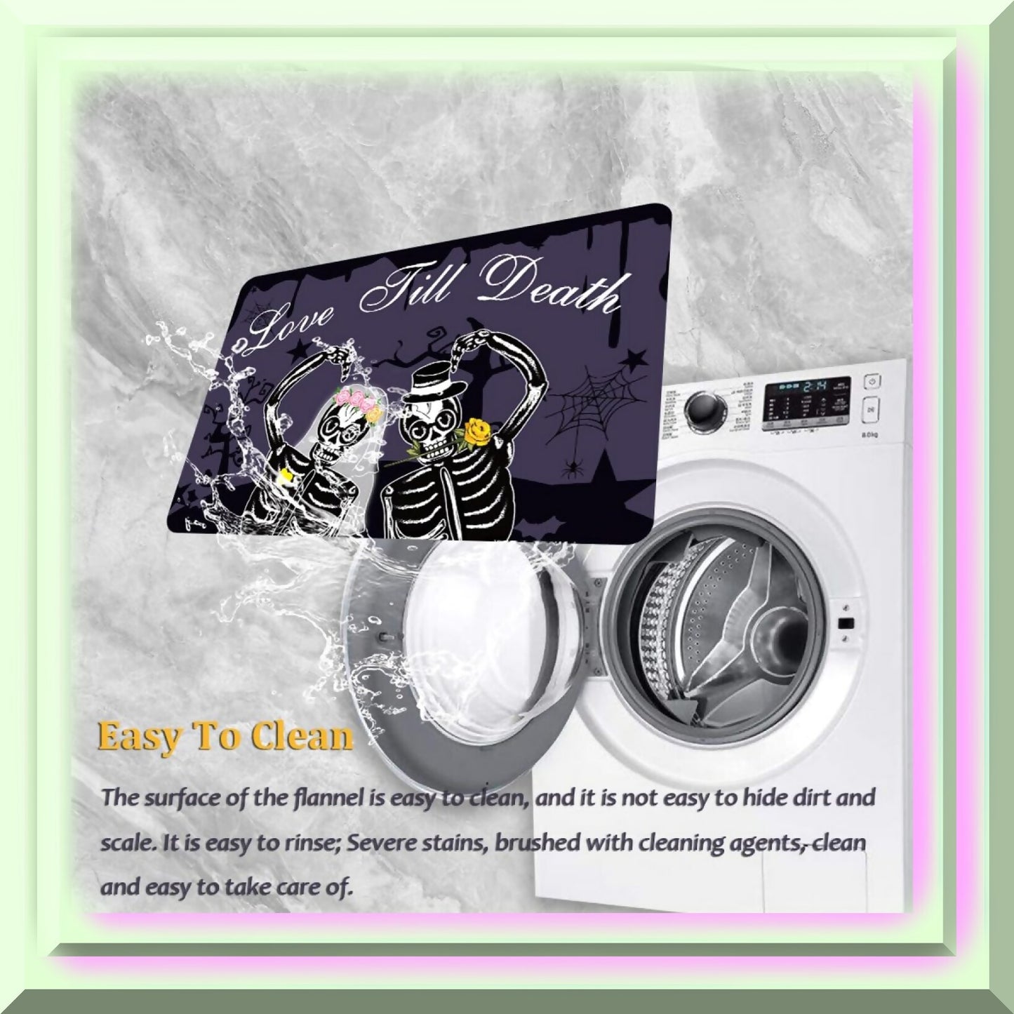 Skeleton Couple Diatom Mud Bath Mat 23.6x15.7in Black