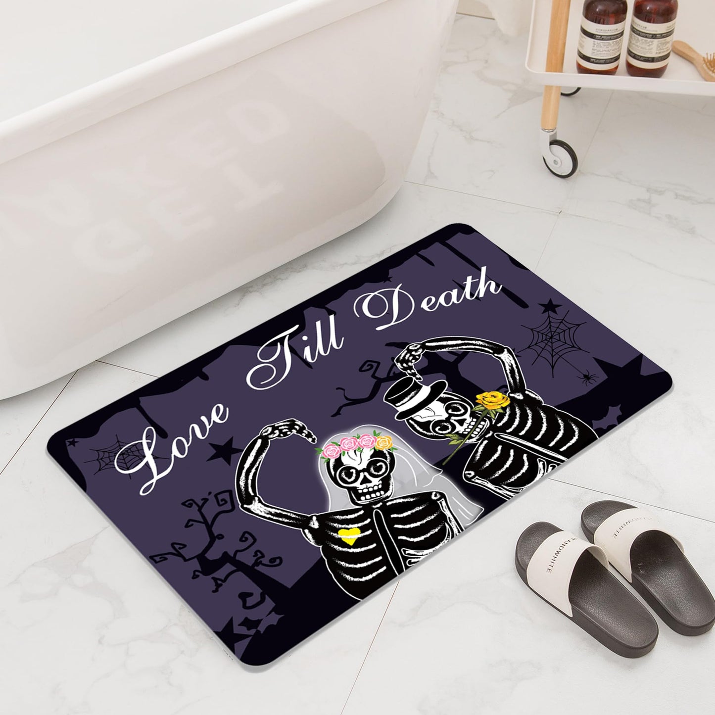 Skeleton Couple Diatom Mud Bath Mat 23.6x15.7in Black