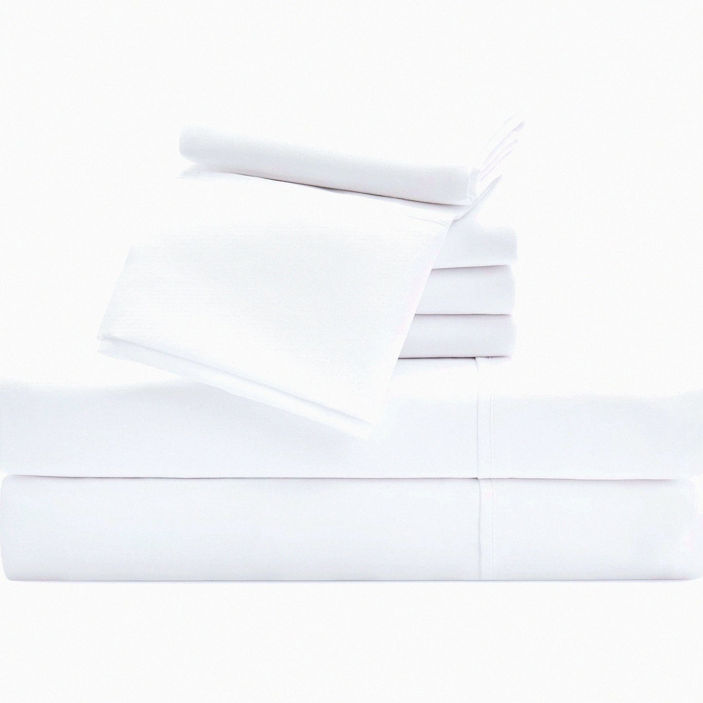 CoolSilk EcoCool Queen Bedding Set - Ultra-Soft Hotel Style Sheets & Pillowcases, Quick Dry, Anti-Wrinkle, Machine Washable - White Queen Size