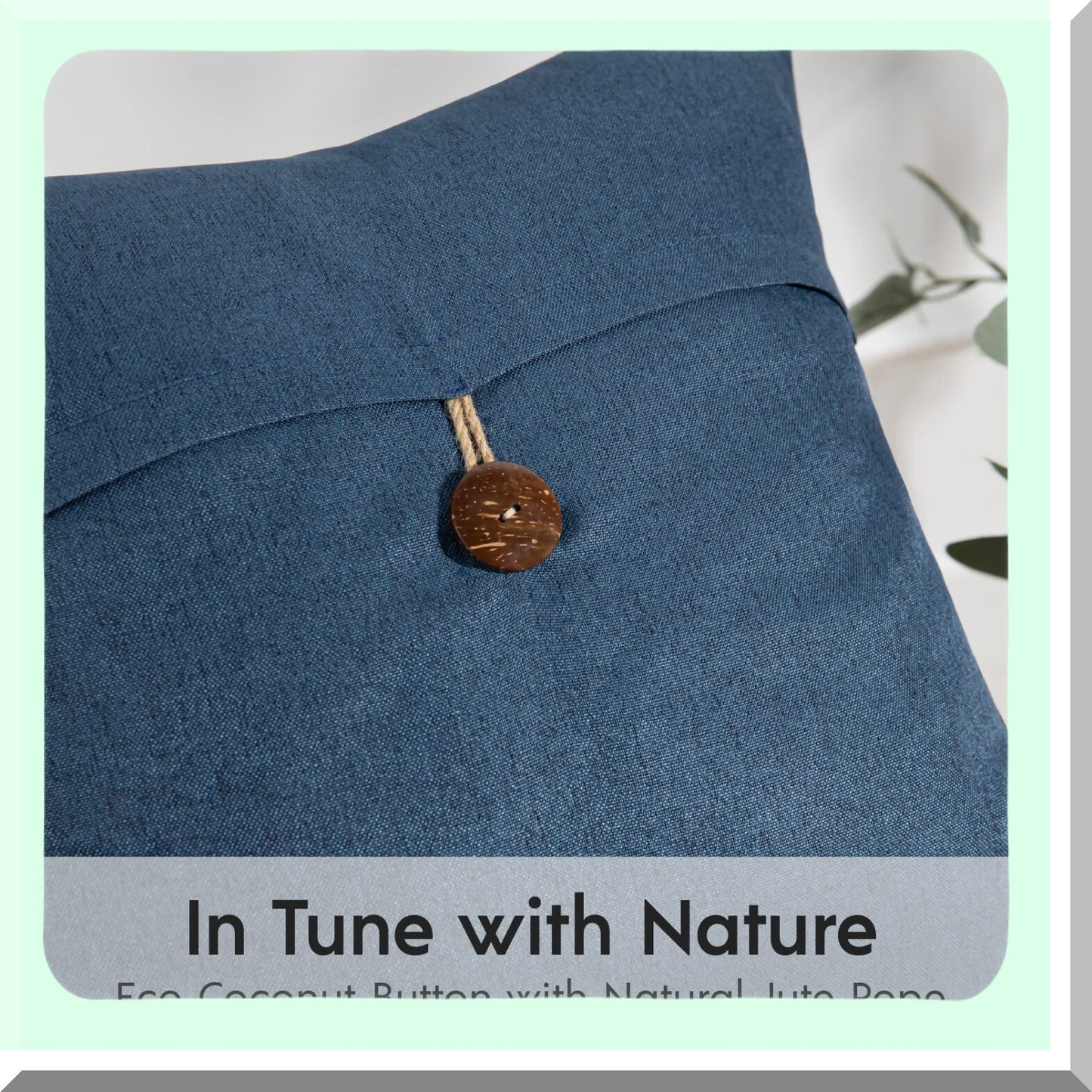 Vintage Linen Button Farmhouse Pillow Covers Set - Navy Blue Decorative Cushion Cases for Couch, Bed, Chair - 20x20 inches (Pack of 2)