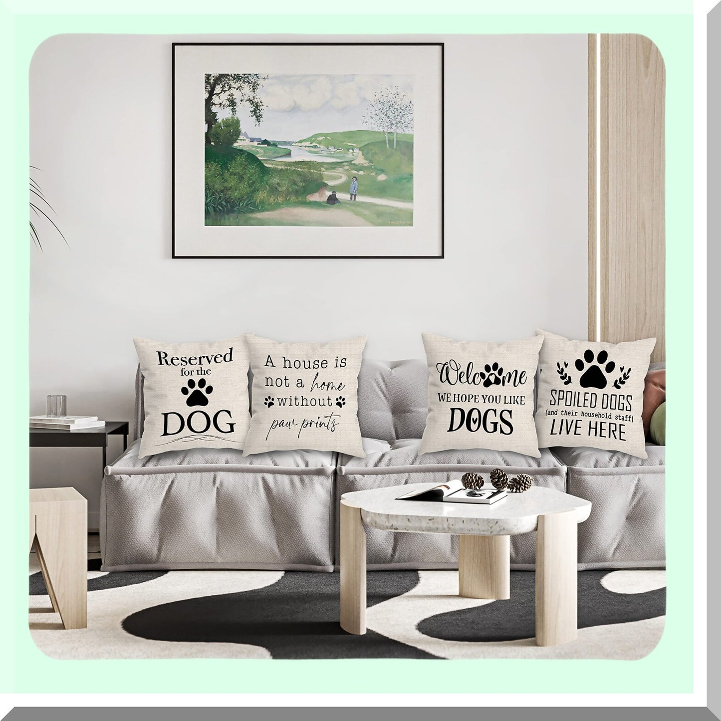 Funny Dog Quotes Decorative Pillow Cover Set - Dog Claw Welcome Collection - 18x18 Inch Funny Dog Lover Gifts for Women - Room Bed Sofa Decor - Set of 4