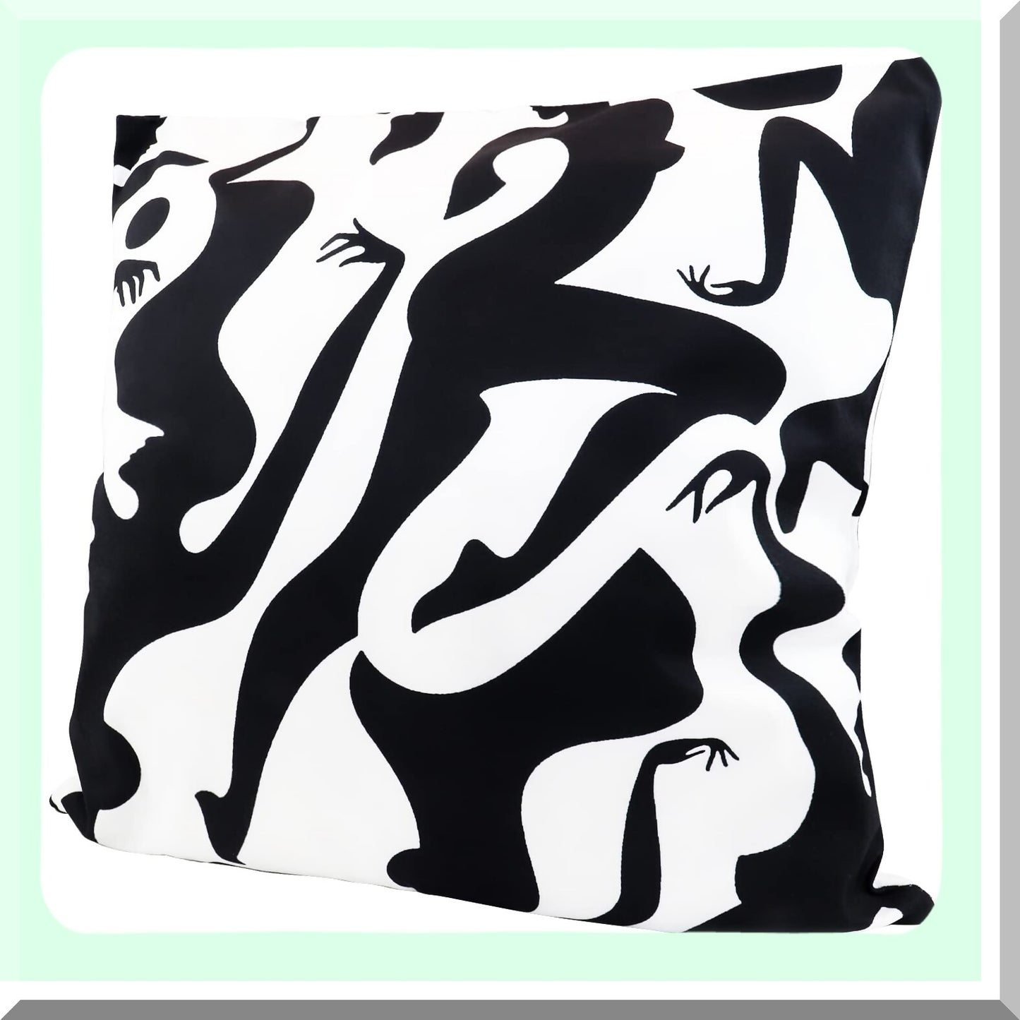 Vintage Velvet Lumbar Geometric Pillow Cover - Soft Boho Decorative Cushion Case for 18x18 Inch Throw Pillows in Black & White Textured Body Design