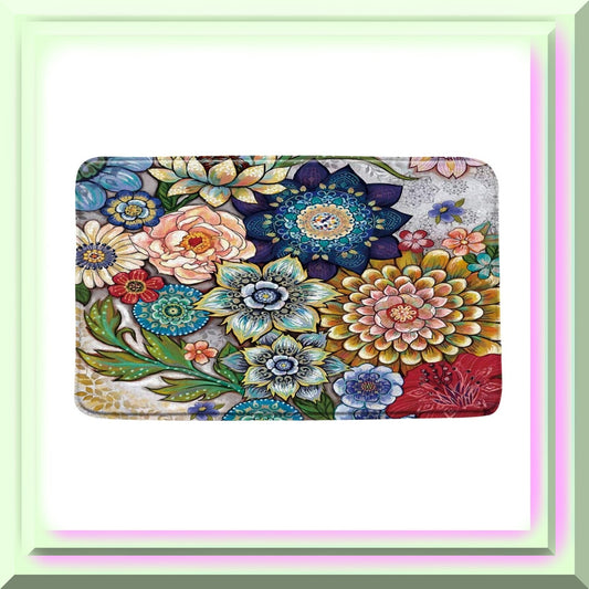 Colorful Boho Flower Bathroom Mat