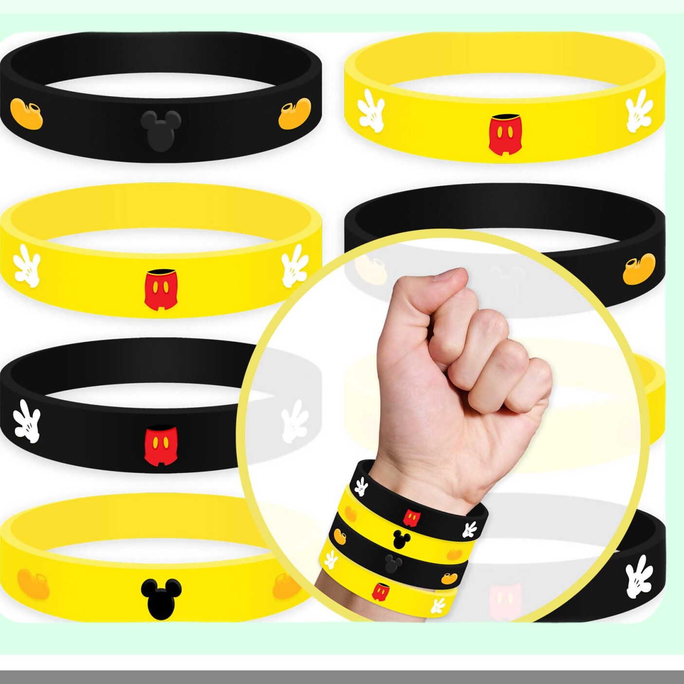 20 Mouse Wristbands for Kids Party Favors