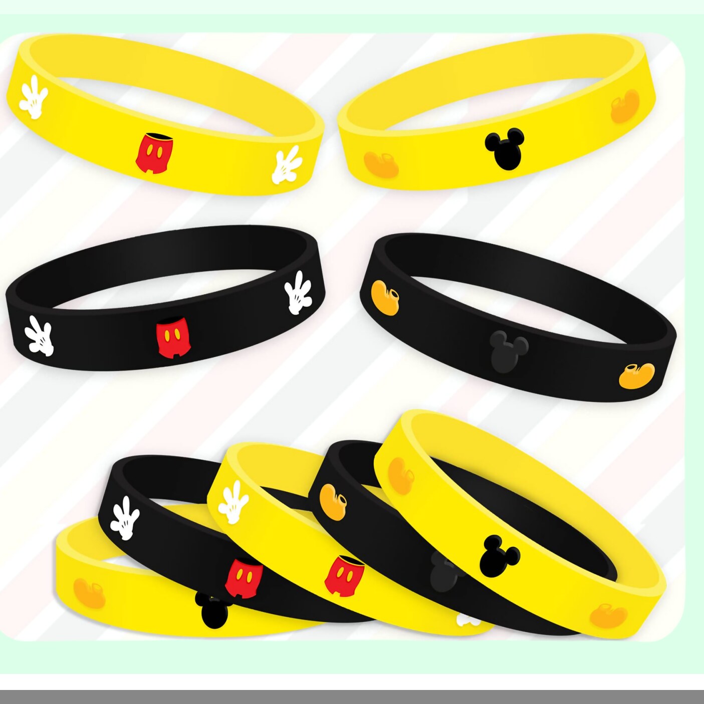 20 Mouse Wristbands for Kids Party Favors