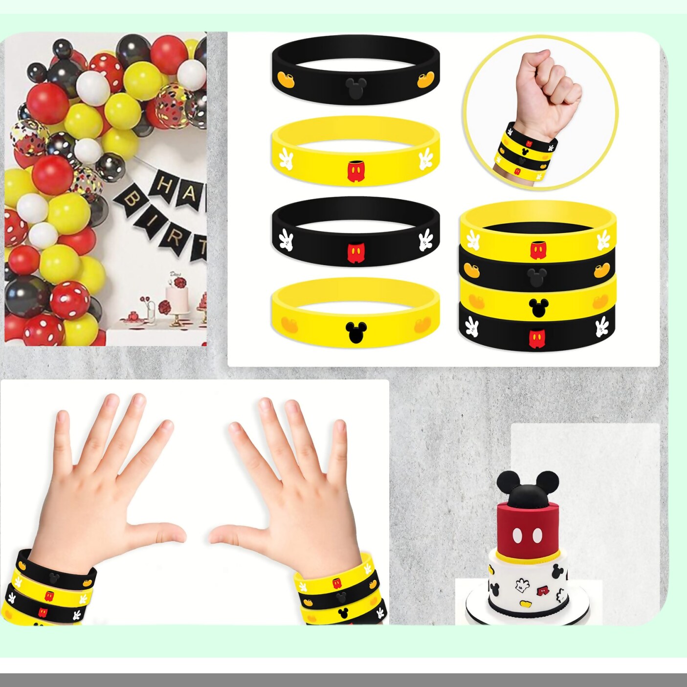 20 Mouse Wristbands for Kids Party Favors