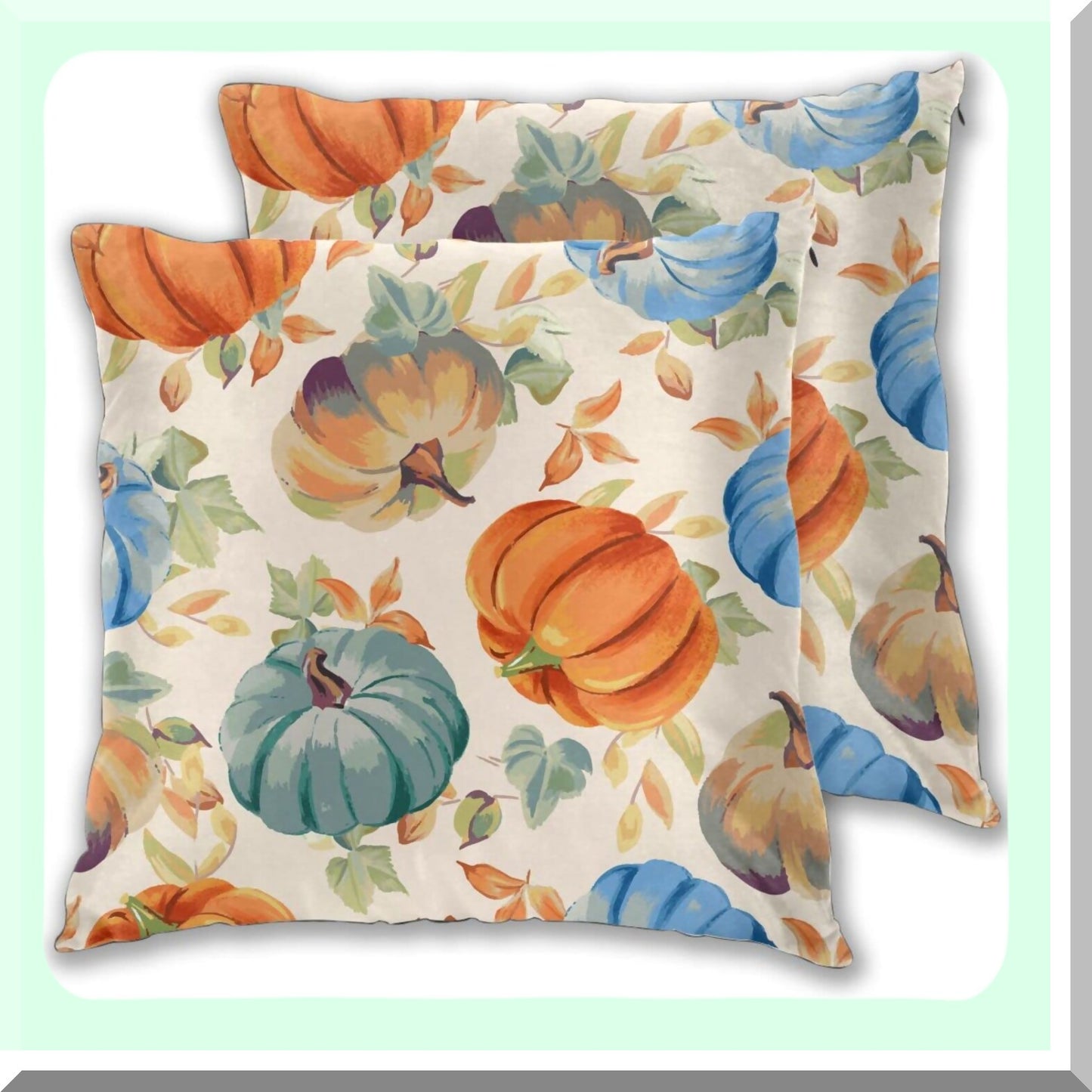 Autumn Harvest Pillowcase Set - Fall Pumpkins & Leaves Throw Pillow Covers for Home Decor - 18"X18" Couch & Bedroom Shells - Pack of 2