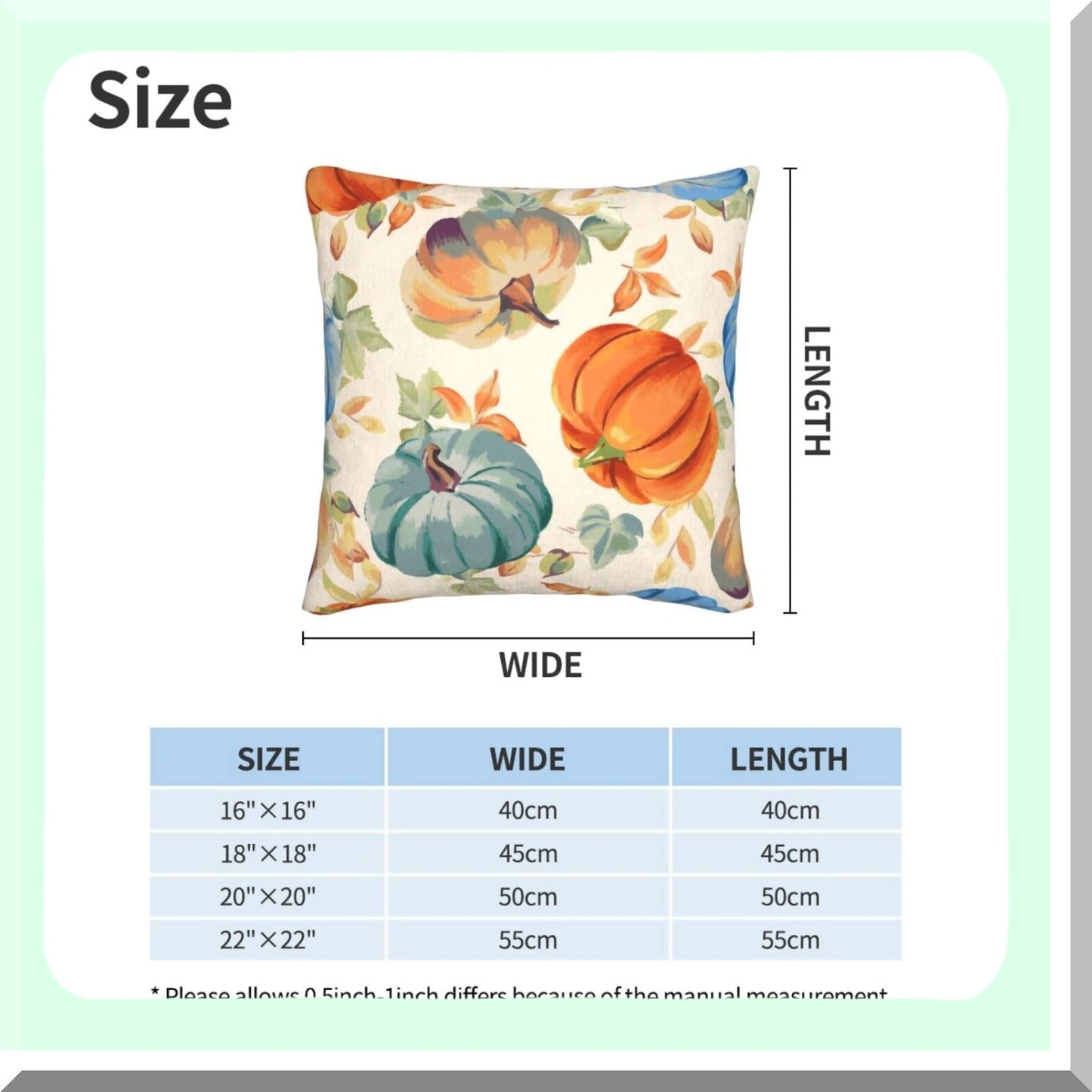 Autumn Harvest Pillowcase Set - Fall Pumpkins & Leaves Throw Pillow Covers for Home Decor - 18"X18" Couch & Bedroom Shells - Pack of 2