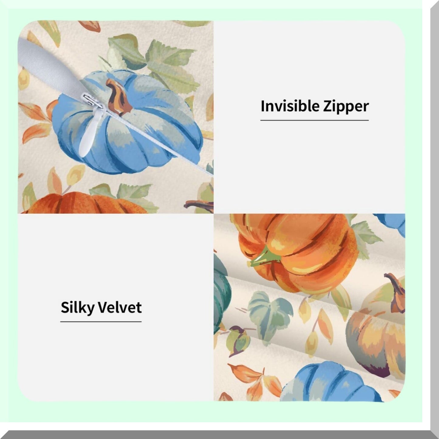 Autumn Harvest Pillowcase Set - Fall Pumpkins & Leaves Throw Pillow Covers for Home Decor - 18"X18" Couch & Bedroom Shells - Pack of 2