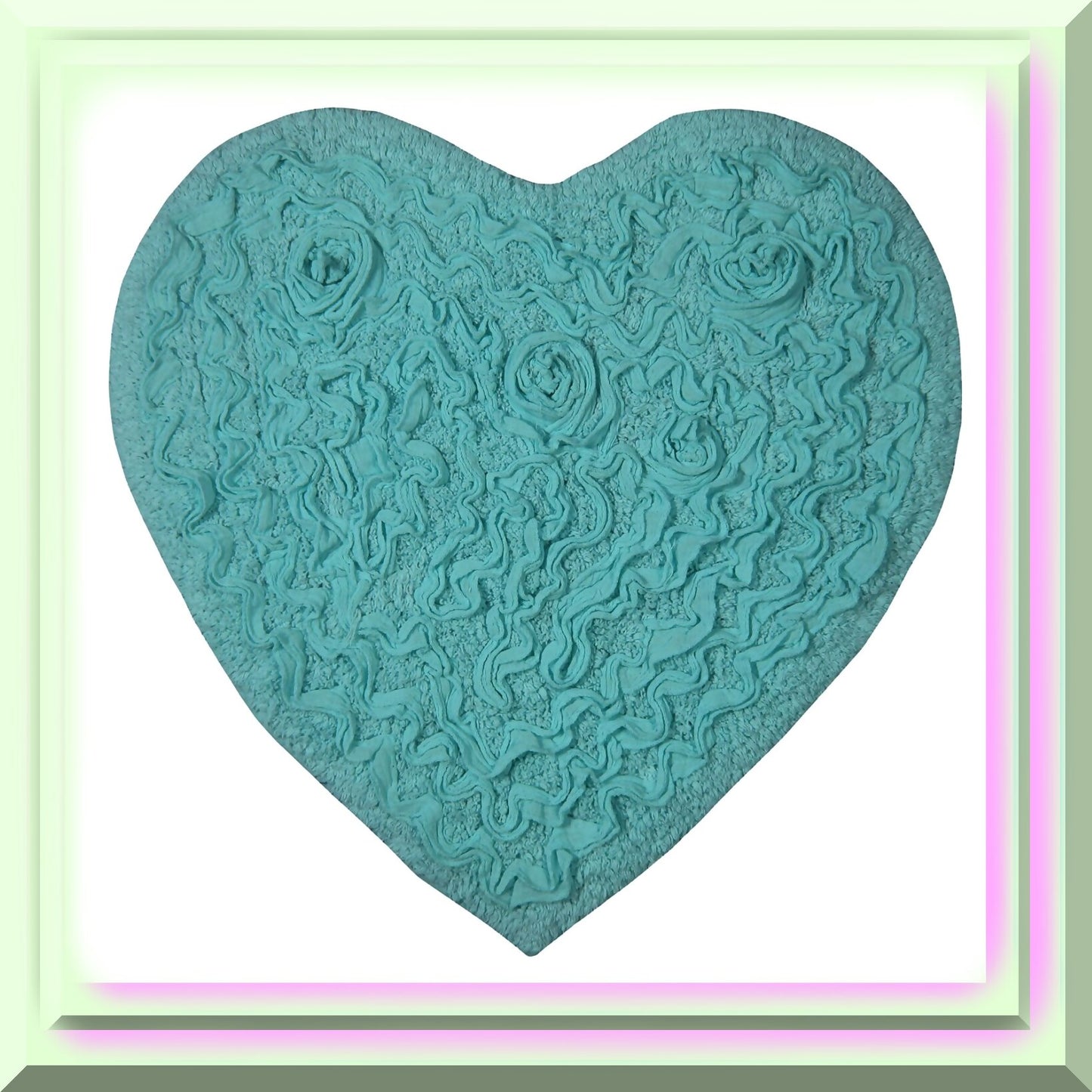 25"x25" Heart Cotton Bath Rug Turquoise