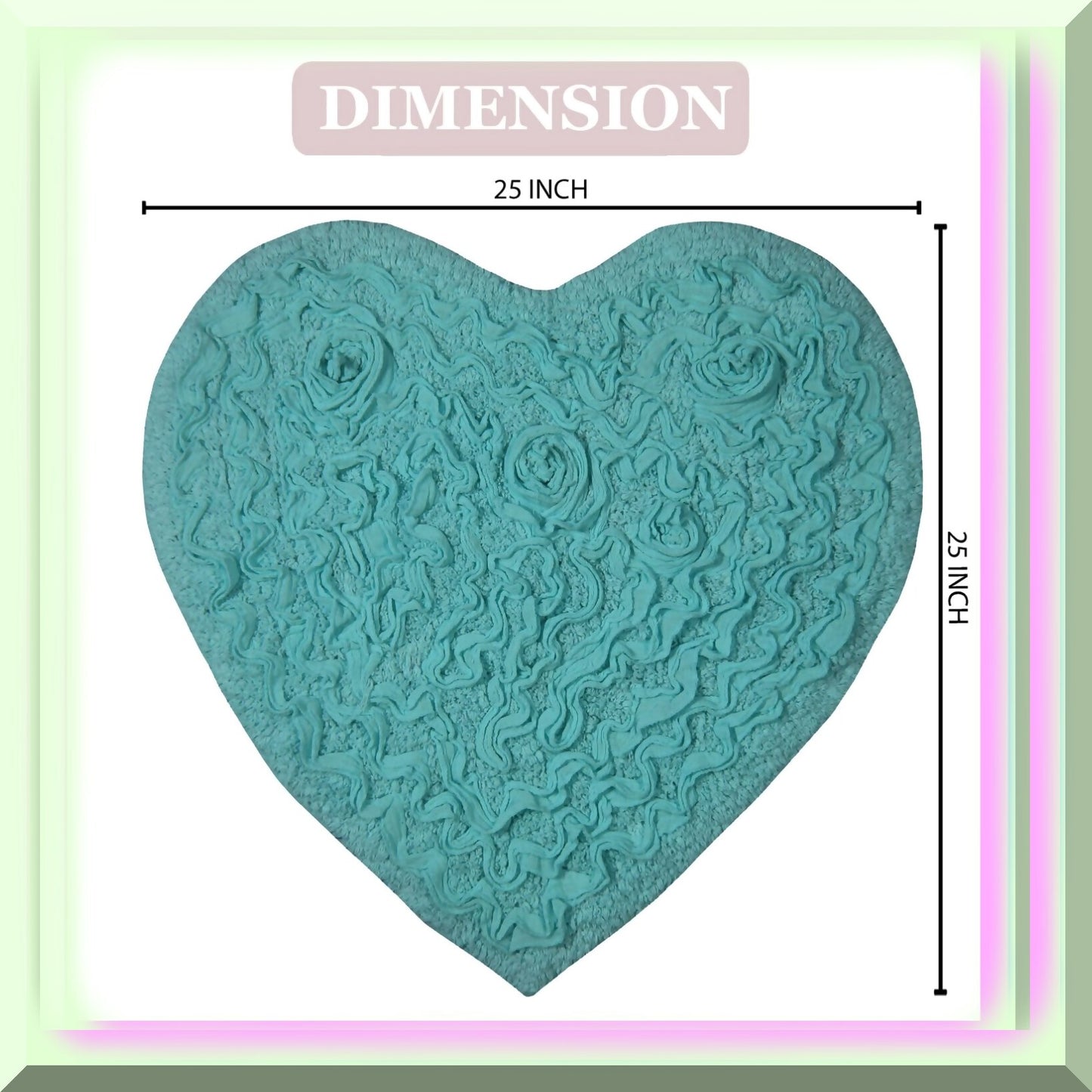 25"x25" Heart Cotton Bath Rug Turquoise