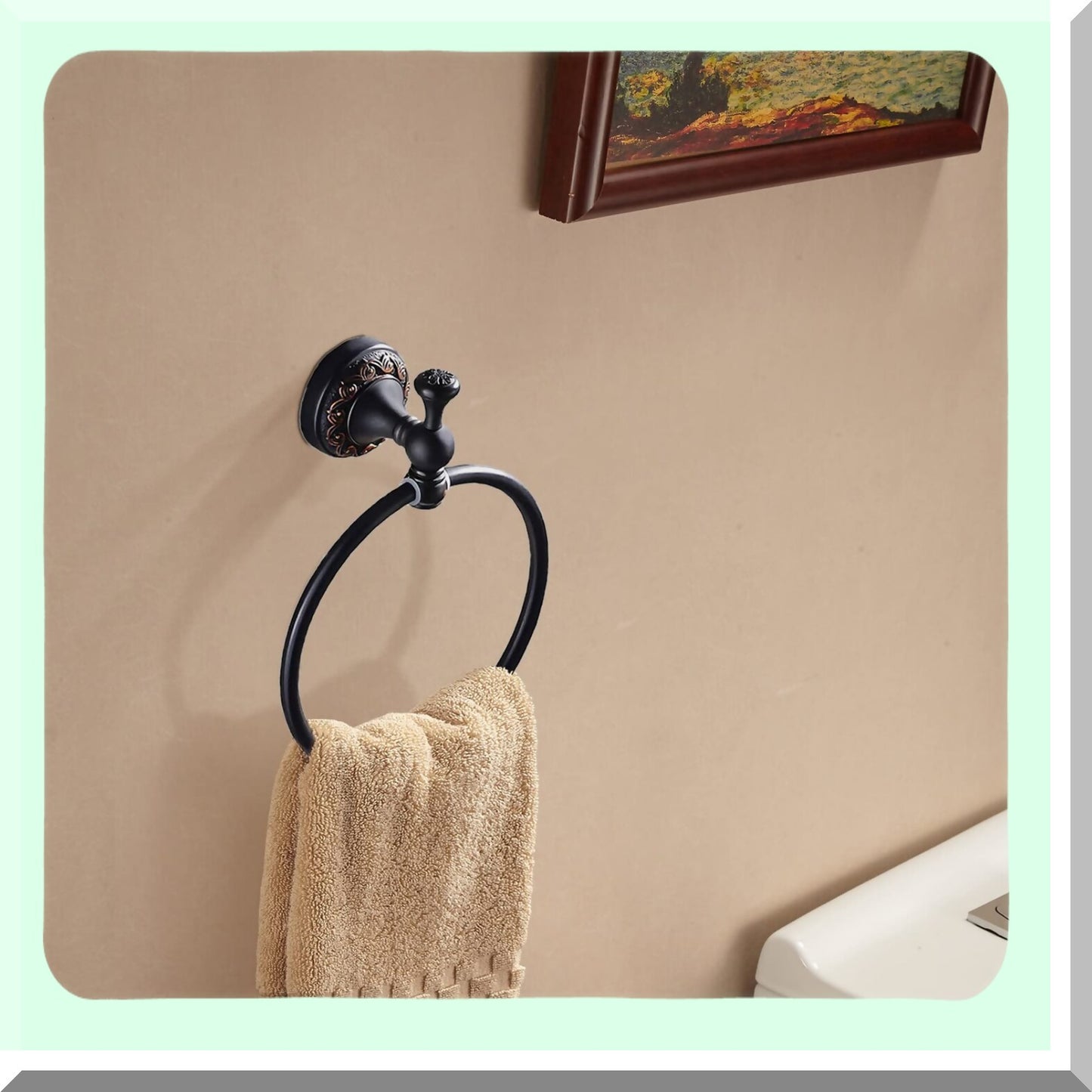 Rubbed Bronze Round Towel Ring 18cm Bathroom Accessory