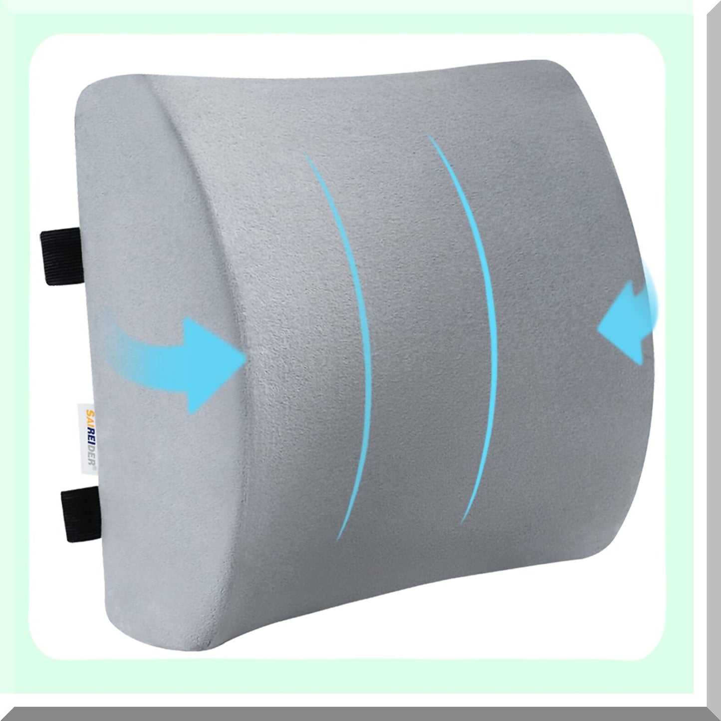 ErgoComfort Memory Foam Lumbar Support Pillow - Back Pain Relief & Posture Improvement - Double Adjustable Straps for Office, Car, Gaming Chair - Grey