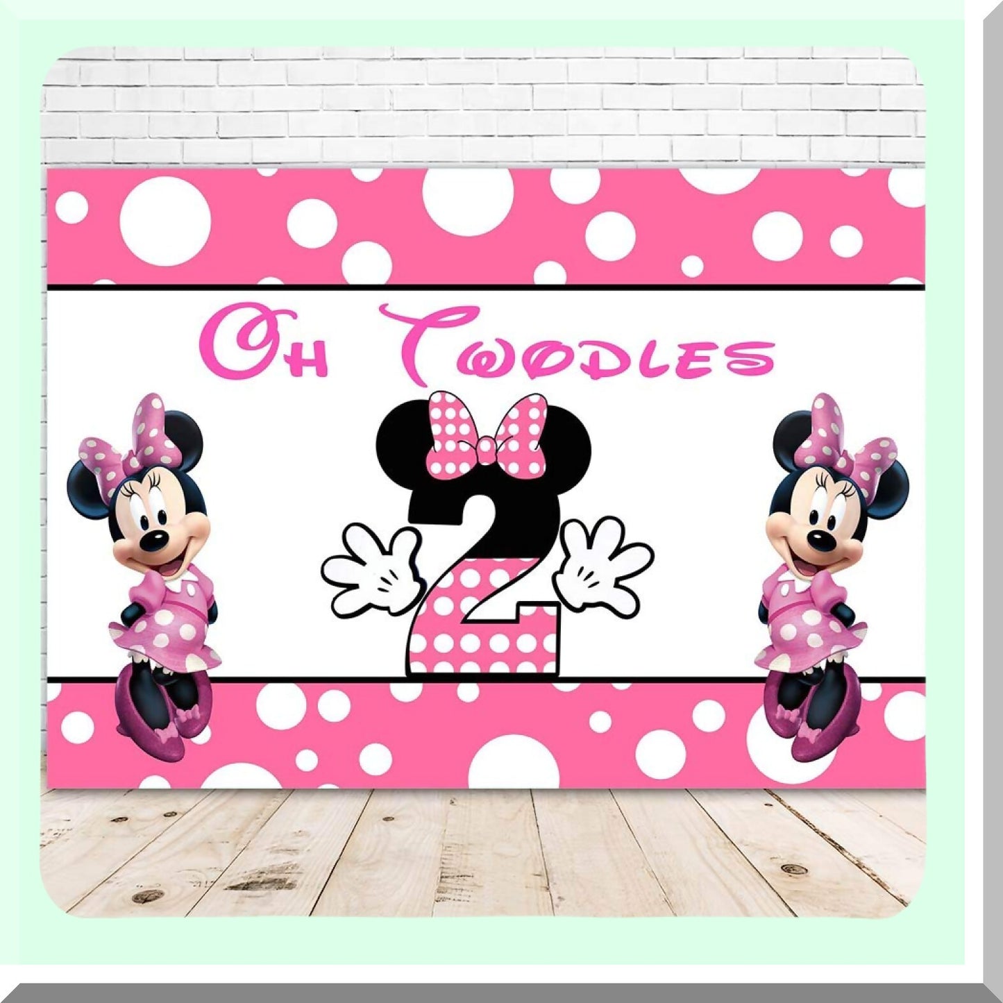 Pink Minnie Mouse Vinyl Backdrop for Girls' Birthday
