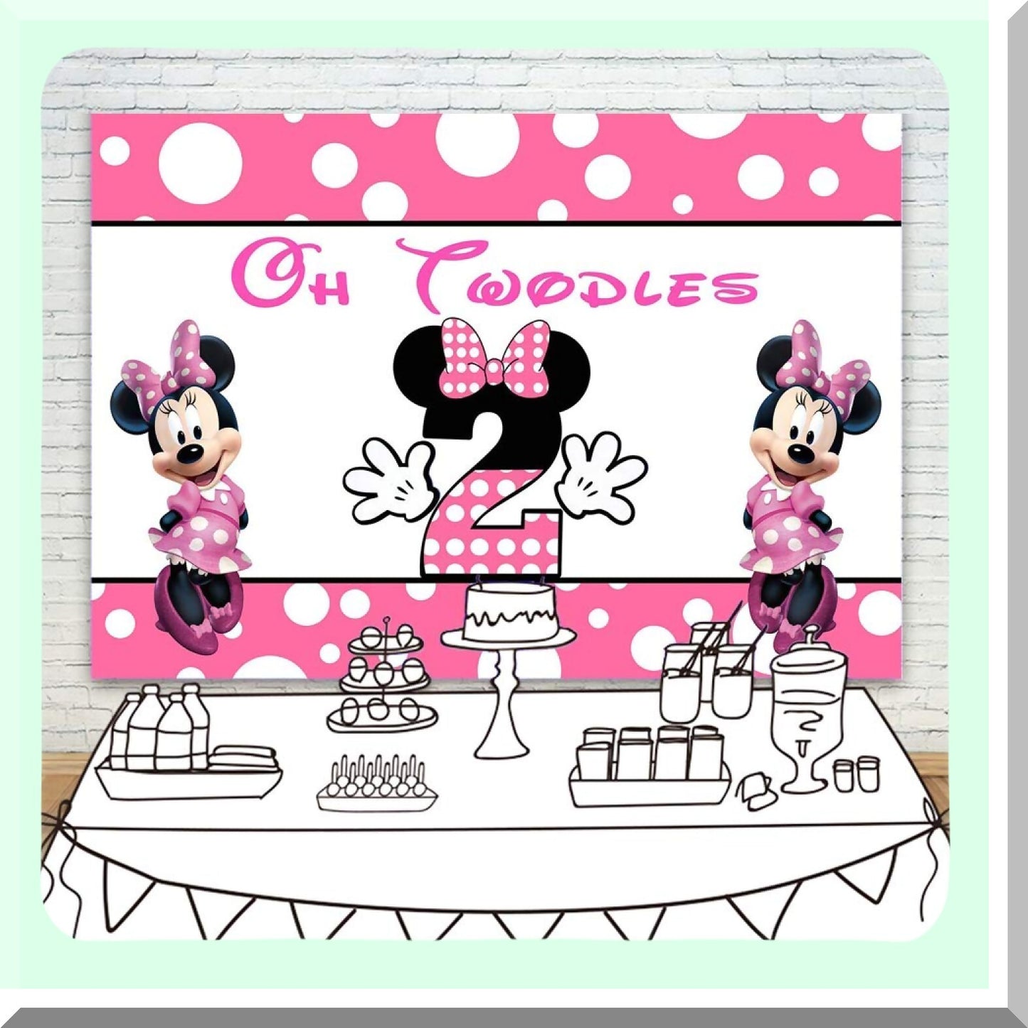 Pink Minnie Mouse Vinyl Backdrop for Girls' Birthday