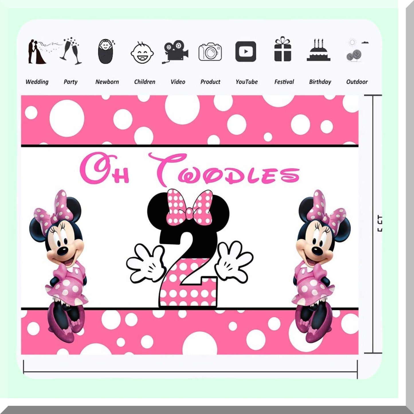 Pink Minnie Mouse Vinyl Backdrop for Girls' Birthday