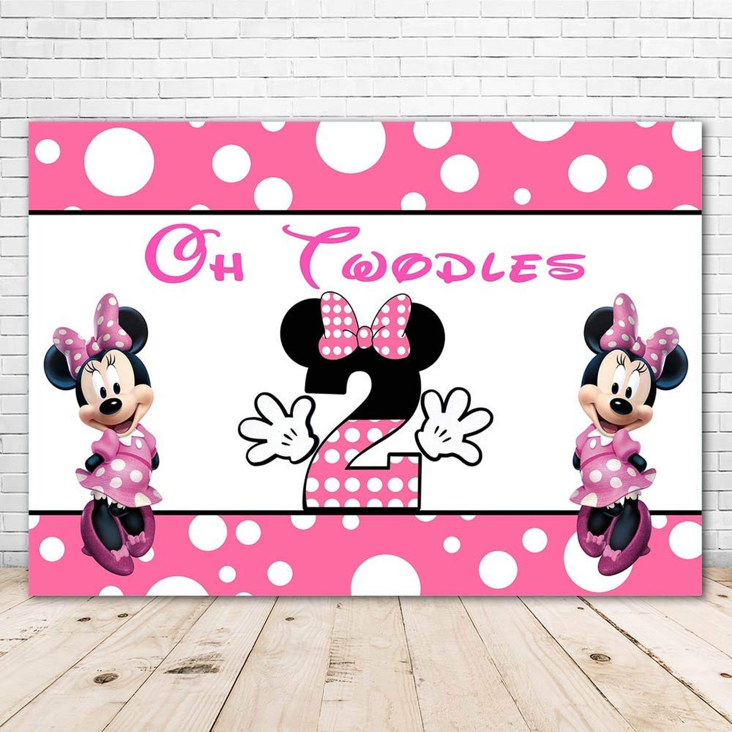 Pink Minnie Mouse Vinyl Backdrop for Girls' Birthday