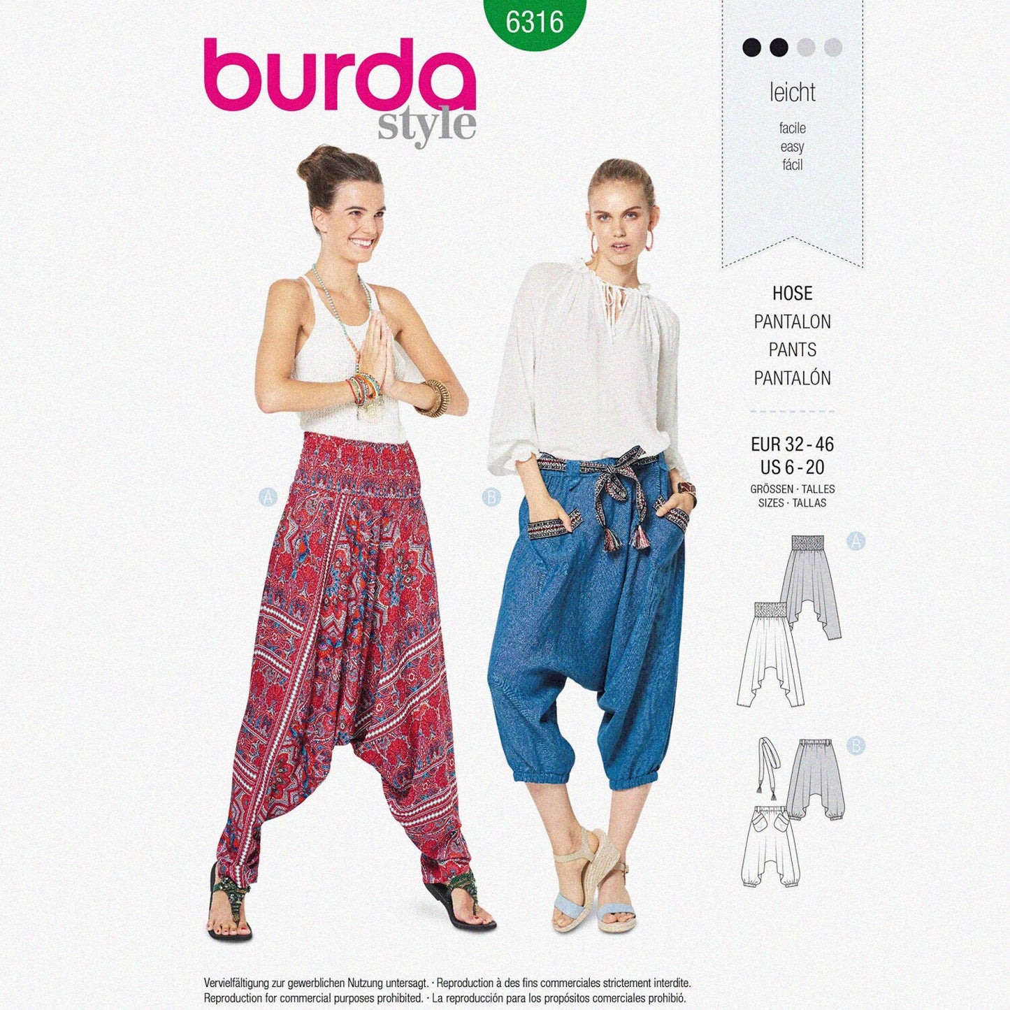Sewing Pattern Misses' Harem Pants A(6-20)