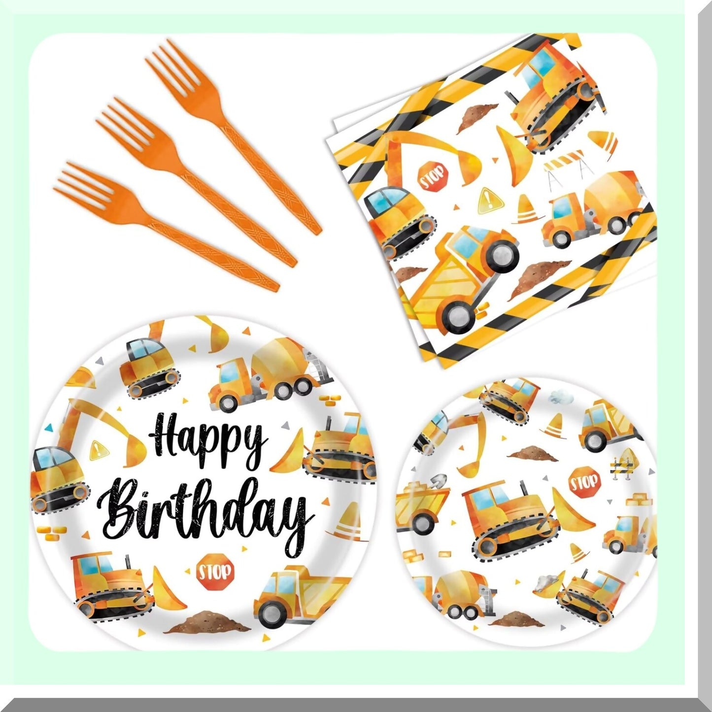 Construction Party Supplies Plates Napkins Forks for Kids