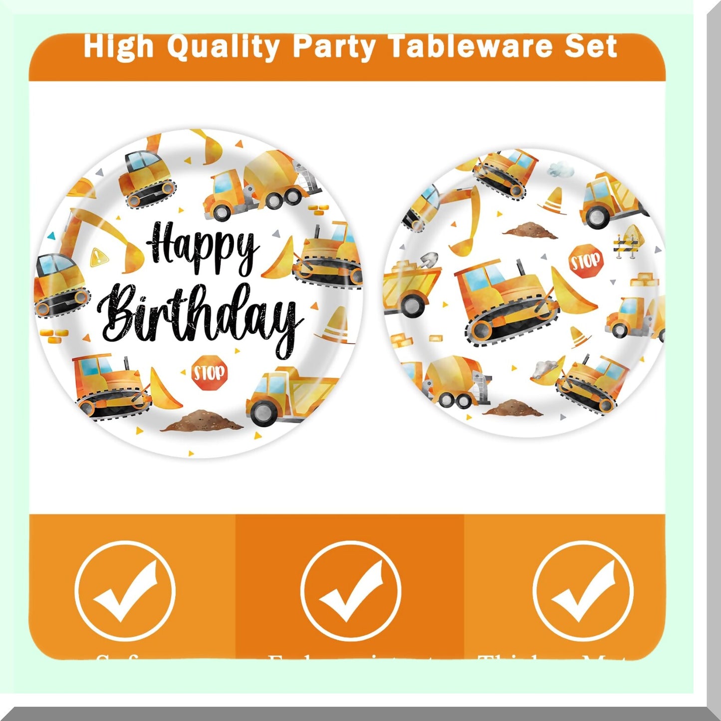 Construction Party Supplies Plates Napkins Forks for Kids