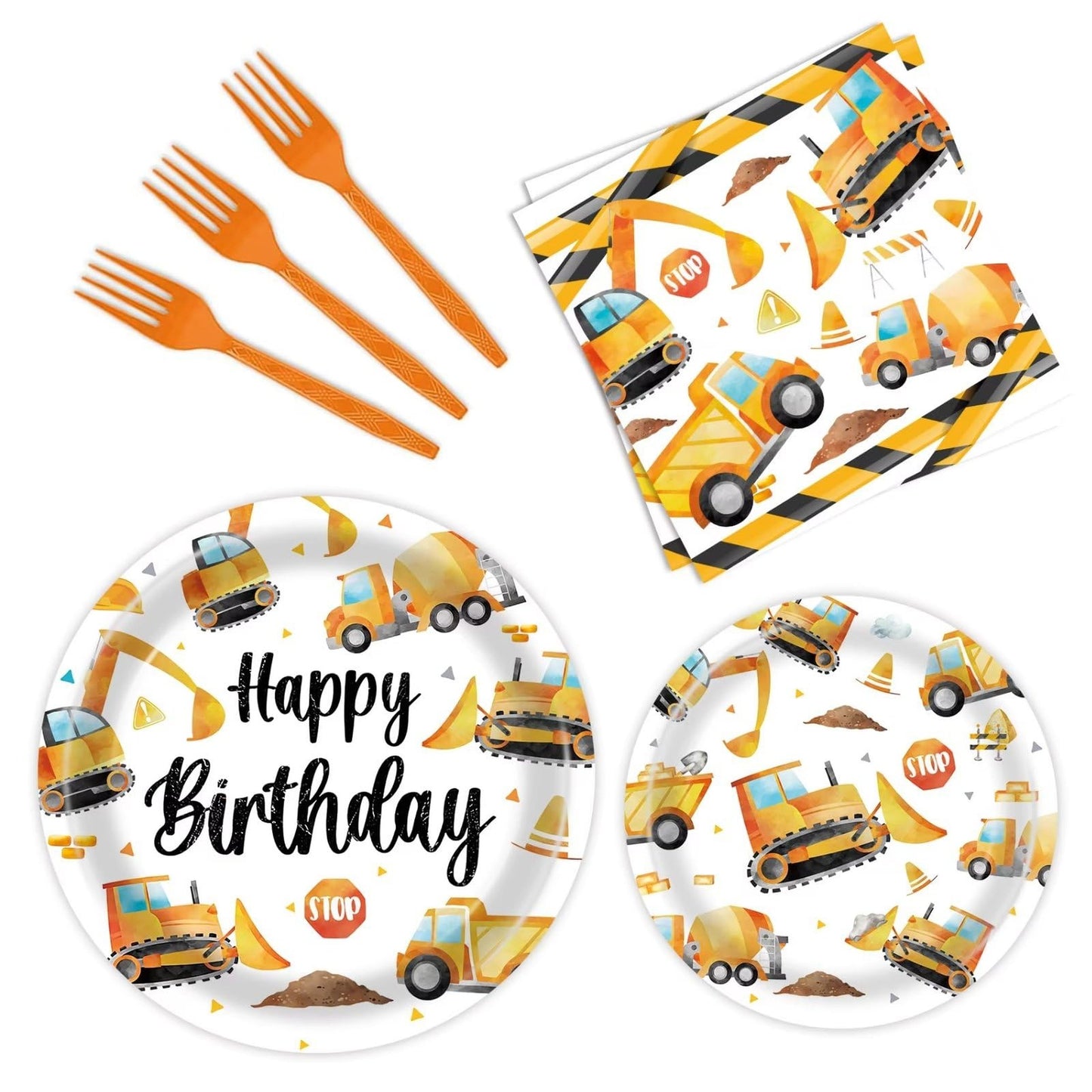 Construction Party Supplies Plates Napkins Forks for Kids