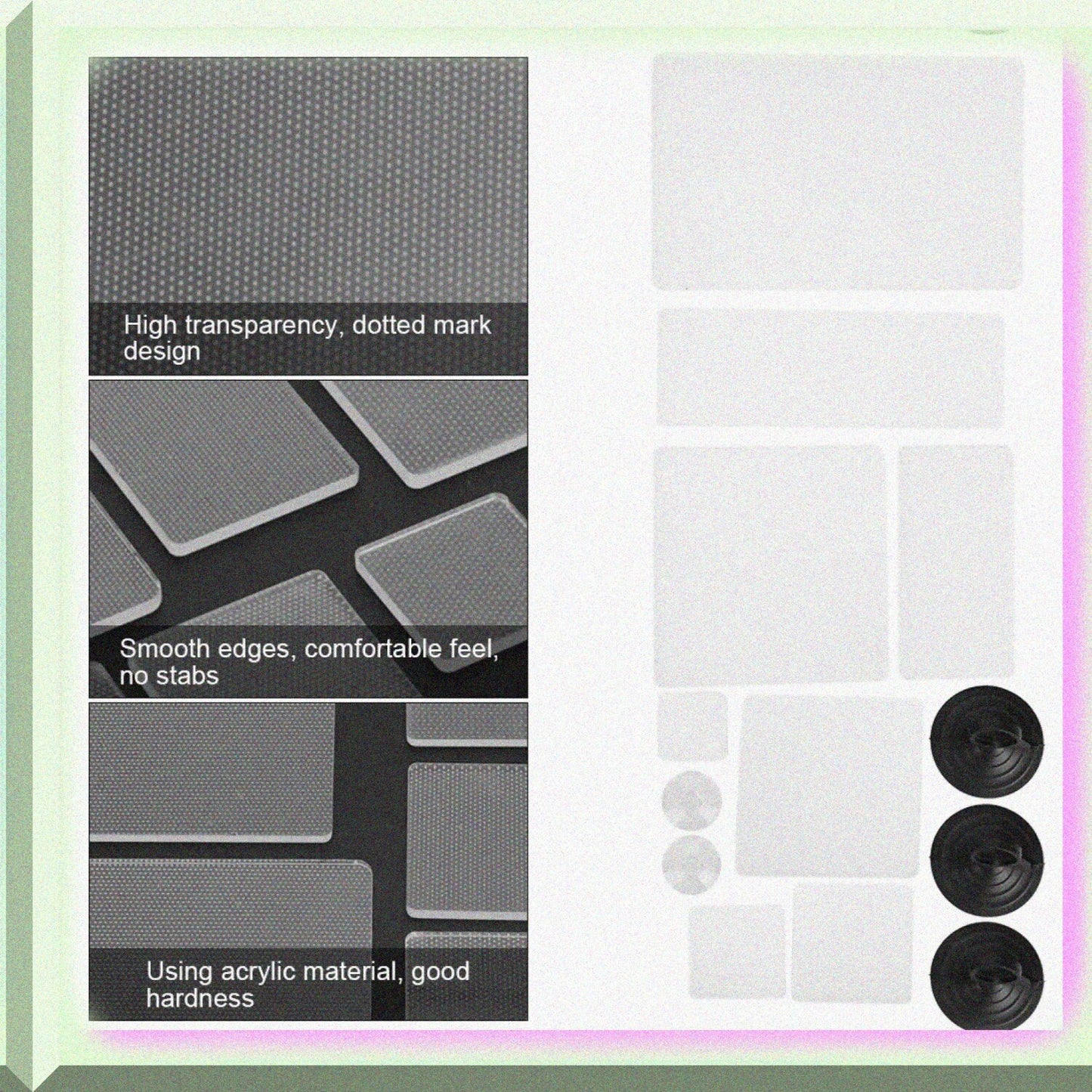 13Pcs Acrylic Clear Stamp Blocks Set with Dotted Line