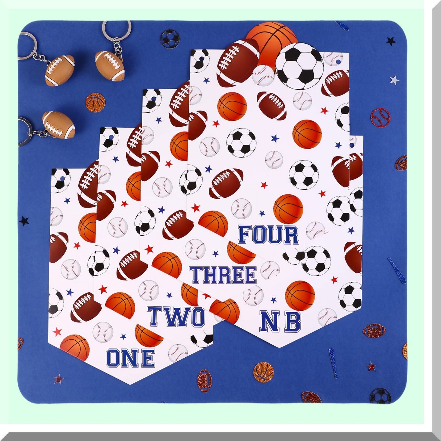 All Star Sports Monthly Photo Banner - Boys 1st Birthday Party Decorations & Supplies