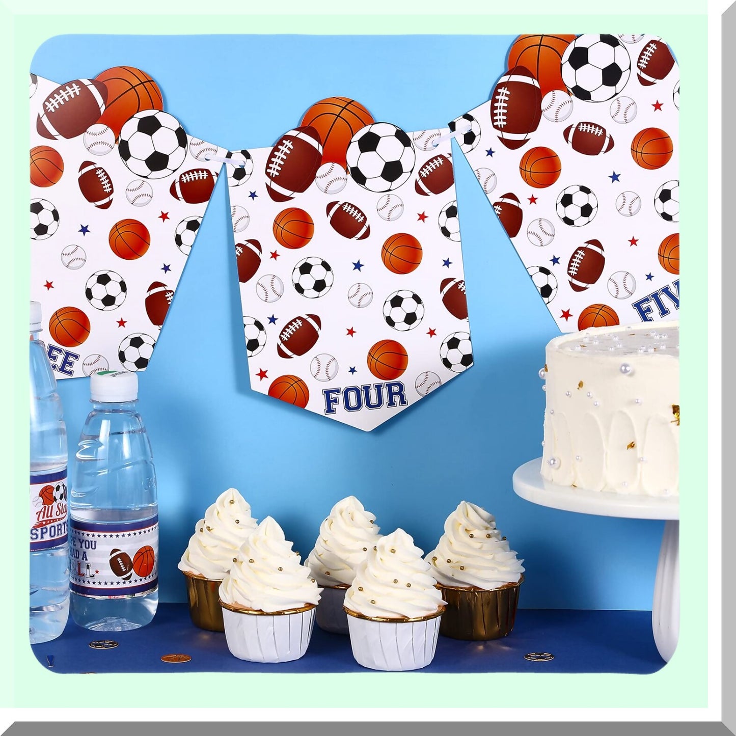 All Star Sports Monthly Photo Banner - Boys 1st Birthday Party Decorations & Supplies