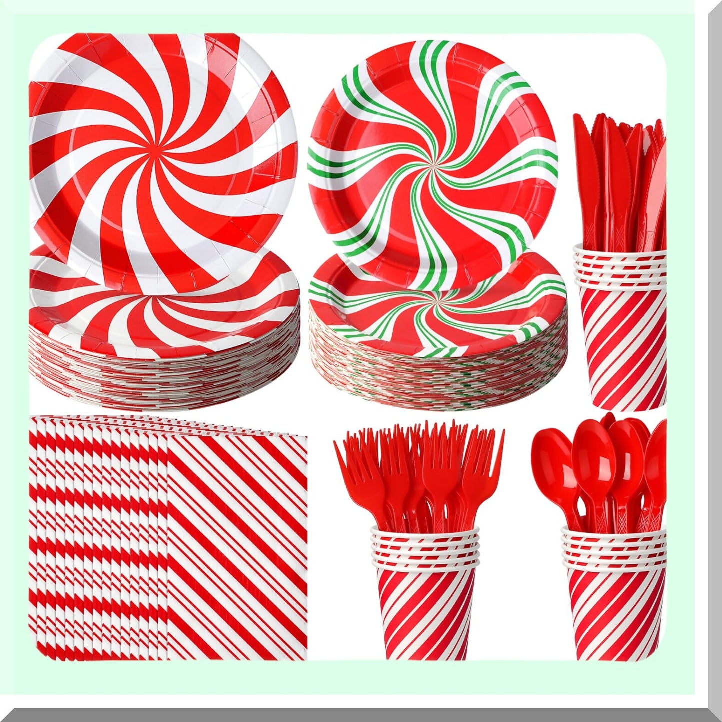 Candy Cane Party Plates and Supplies for Holiday Celebrations