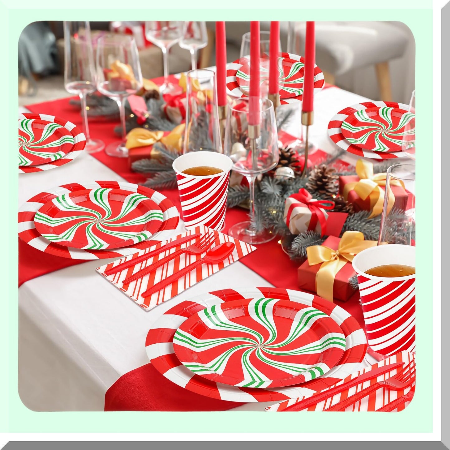 Candy Cane Party Plates and Supplies for Holiday Celebrations