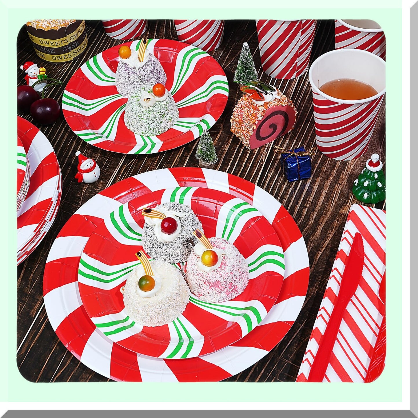 Candy Cane Party Plates and Supplies for Holiday Celebrations