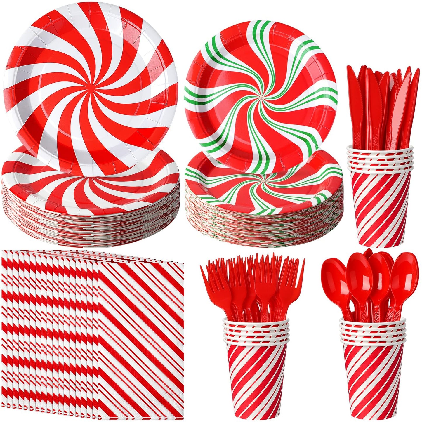 Candy Cane Party Plates and Supplies for Holiday Celebrations