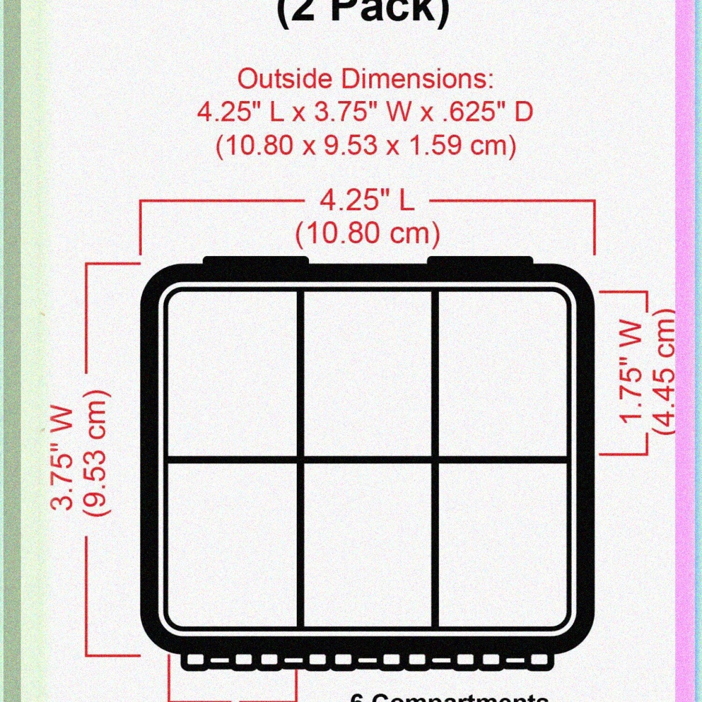 6906AG Slim Line 6 Compartment Plastic Storage Cases Set of 2