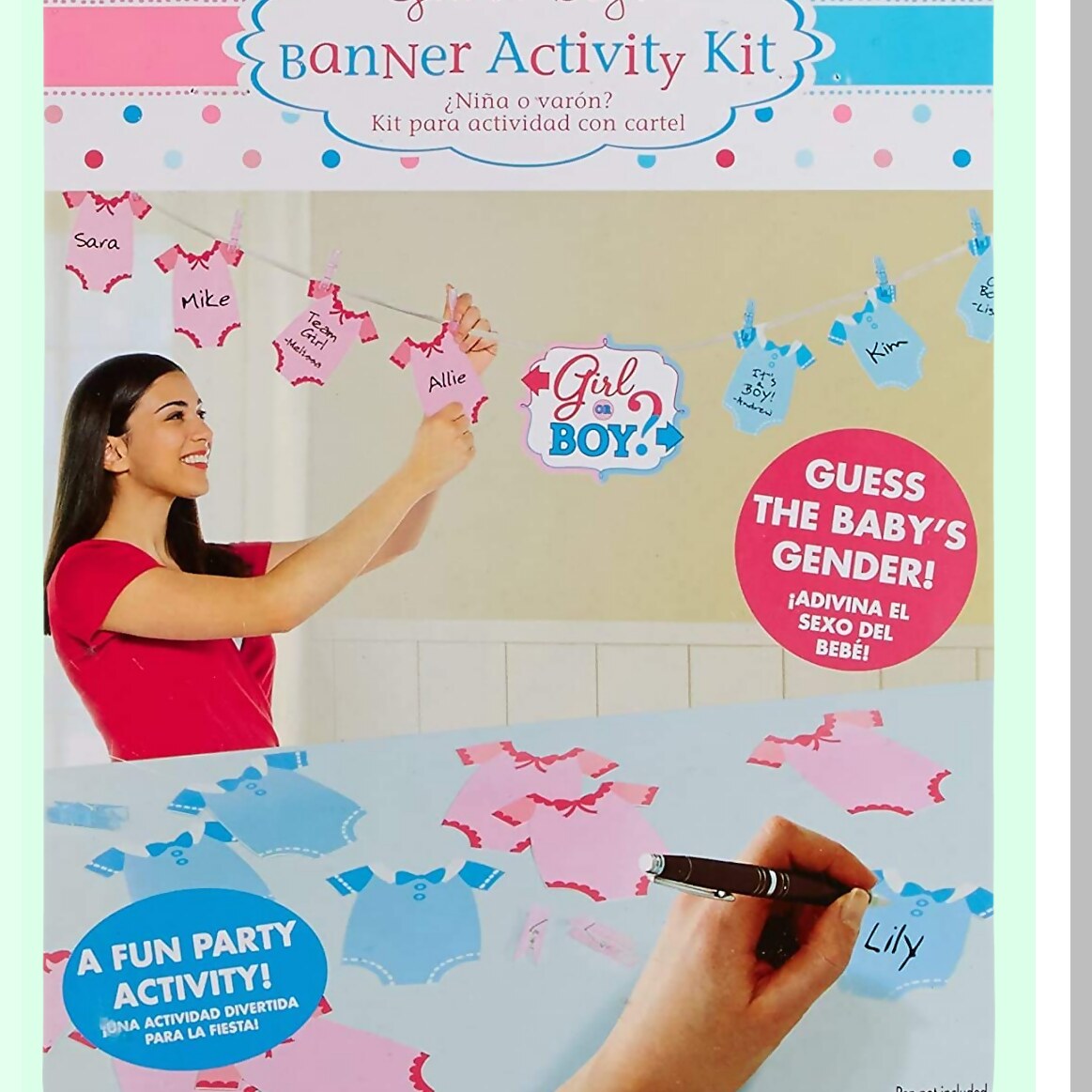 Gender Reveal Party Kit with Clothespins and Cutouts