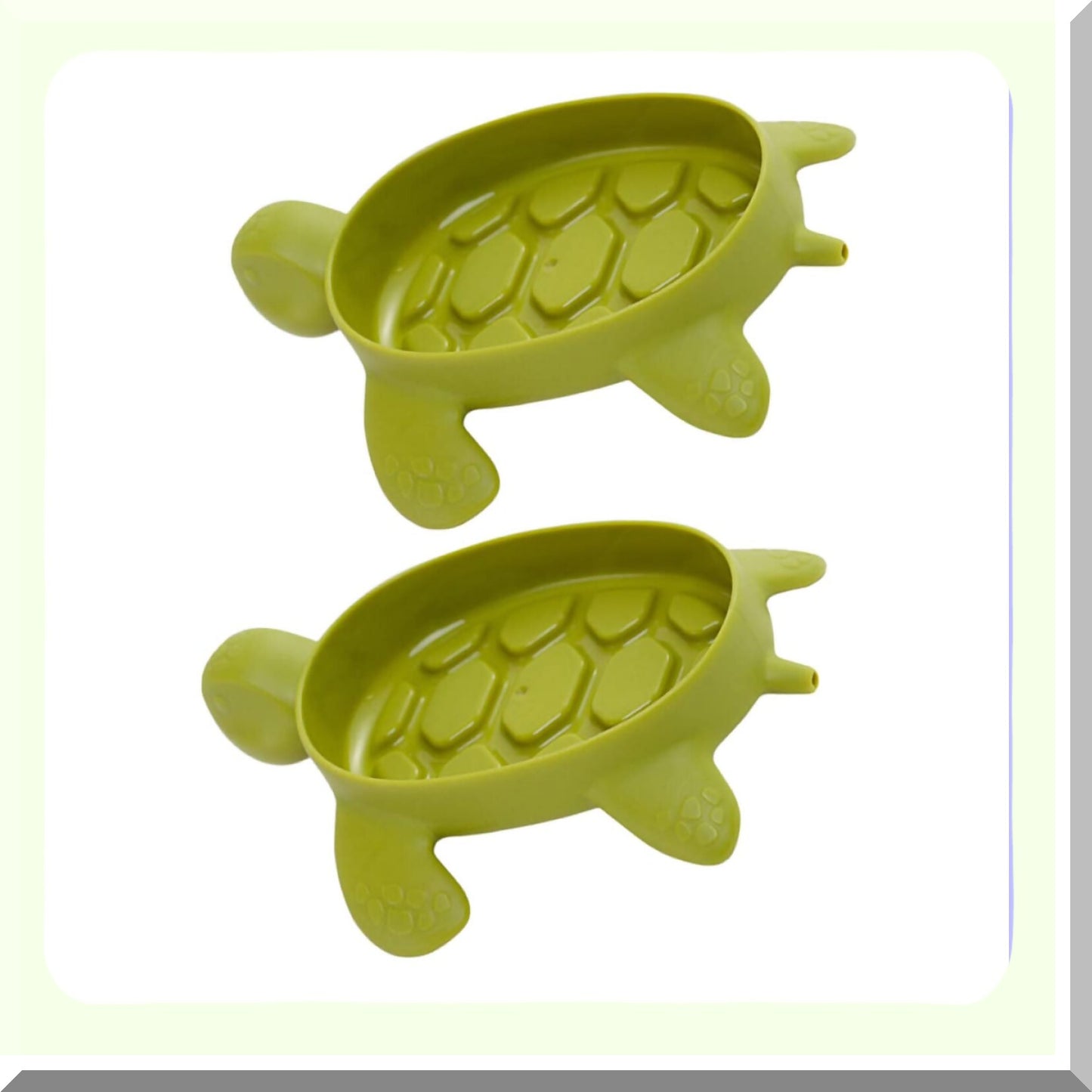 2pcs Green Turtle Plastic Soap Dish Set