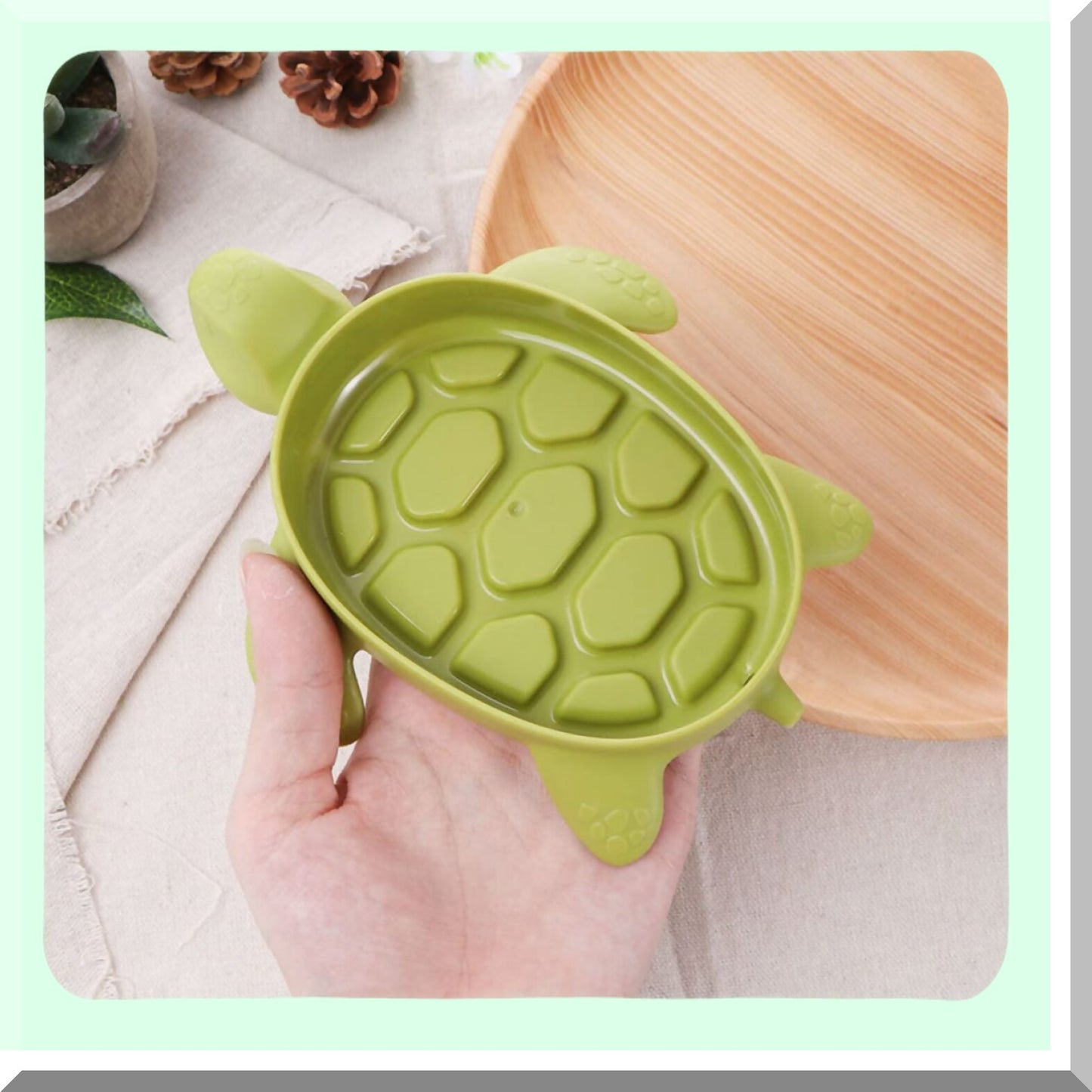 2pcs Green Turtle Plastic Soap Dish Set
