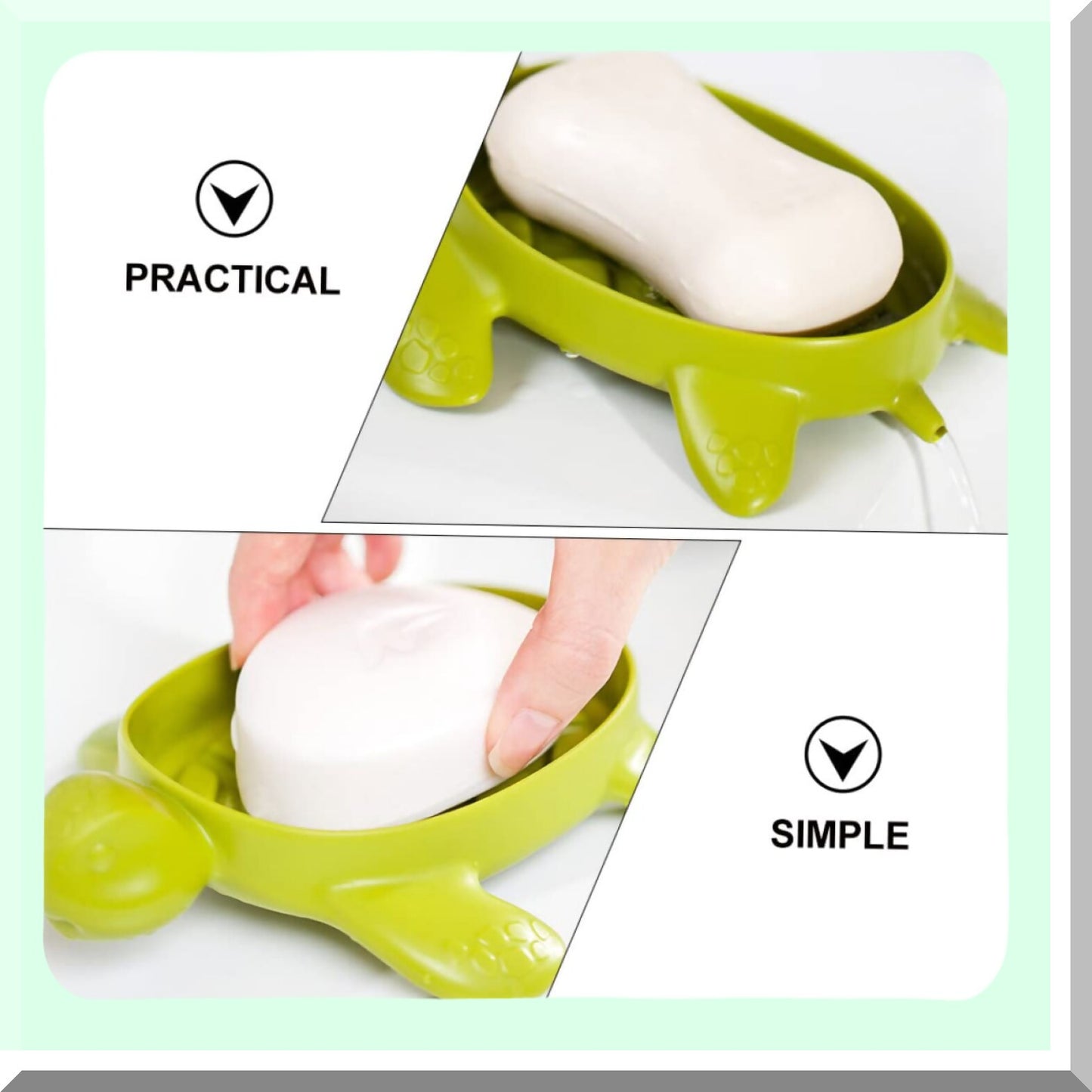 2pcs Green Turtle Plastic Soap Dish Set